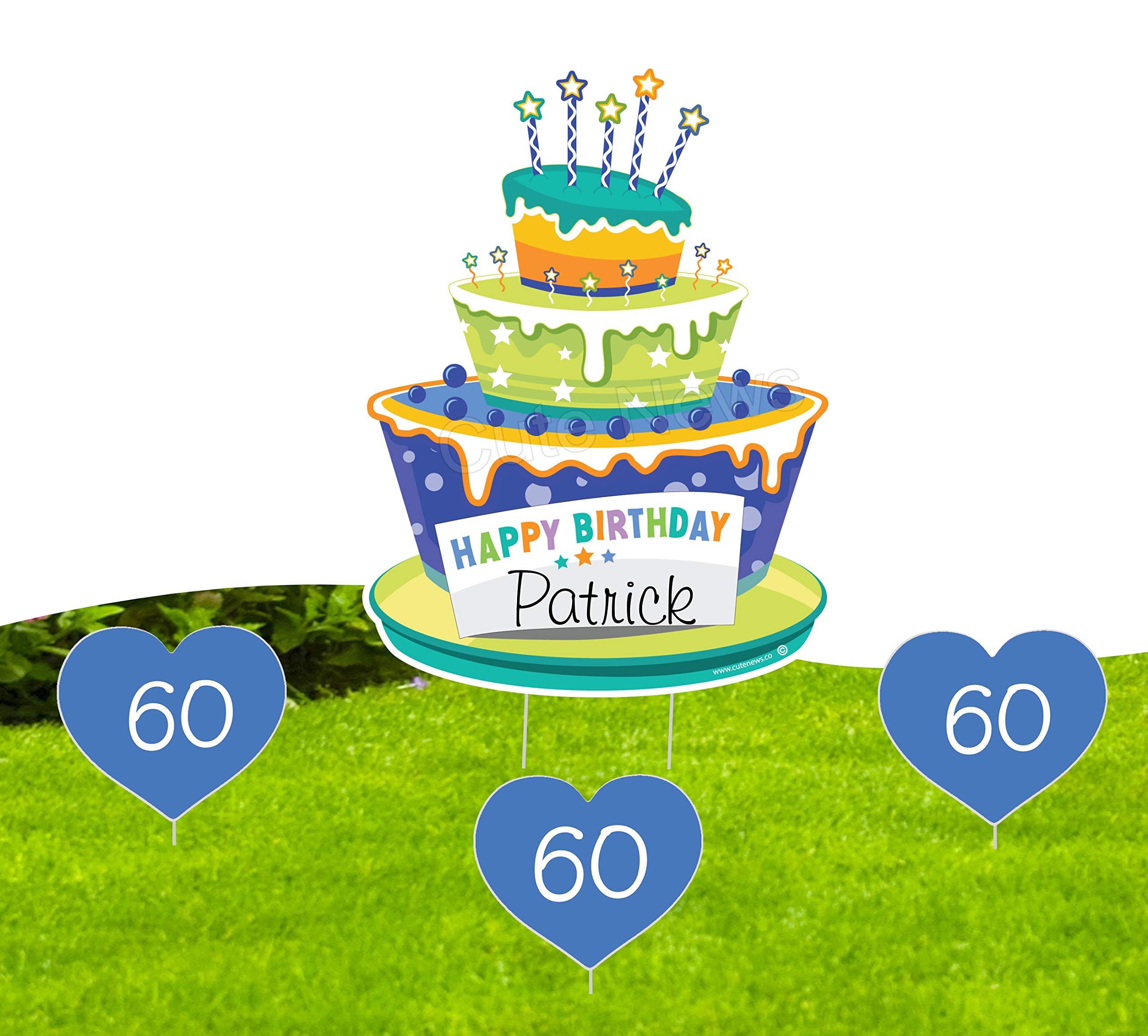 Custom 60th Birthday Yard Sign Kit - Personalized Name & Age Outdoor Lawn Decoration for Happy Birthday Party | Blue Honk It's My Birthday Celebration | Great Gift for Adult Men | Perfect for Backyard Decorations & Milestone Birthday Parties