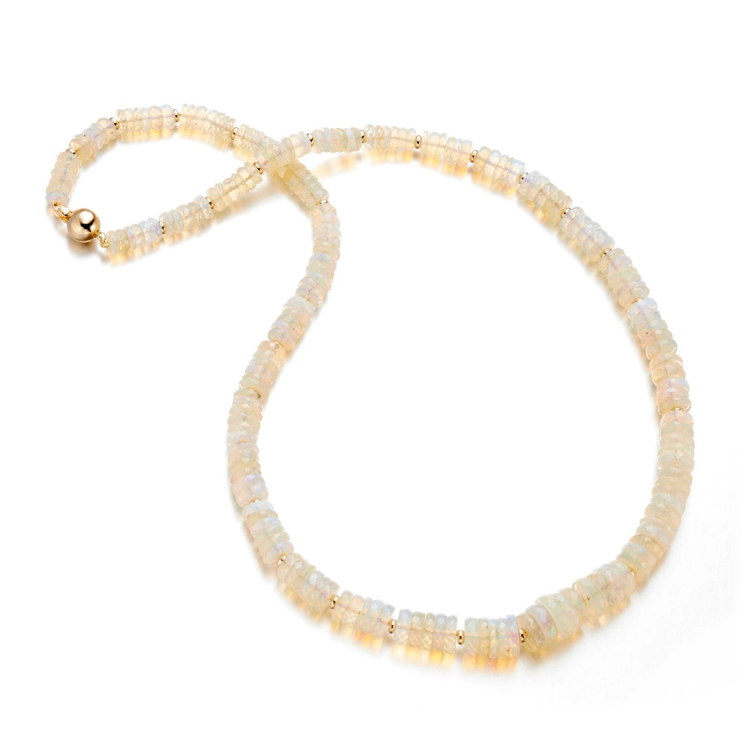4mm & 6mm Faceted Opal Disc Necklace - Dainty Gemstone Jewelry for Women - Perfect for Everyday Wear, Date Nights & Special Occasions