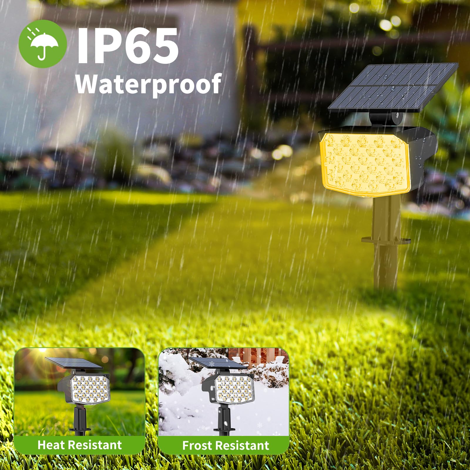 27 LED Solar Spot Lights Outdoor 4 Pack - Adjustable Waterproof IP65 Solar Landscape Lights with 3 Lighting Modes - Warm White Solar Powered Spotlights for Yard, Garden, Pathway & Patio Lighting