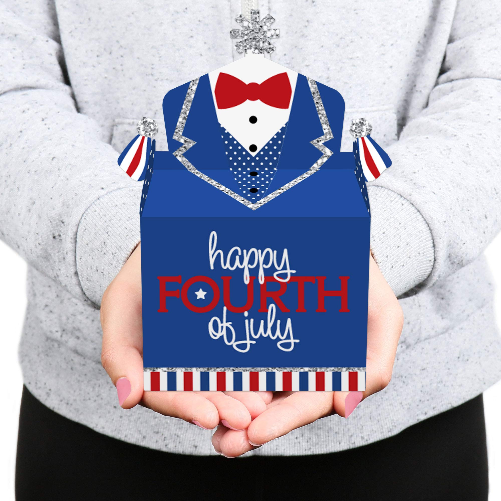 Big Dot of Happiness 4th of July Party Favors - Set of 12 Patriotic Treat Boxes for Independence Day Celebrations, Picnics & BBQ Events