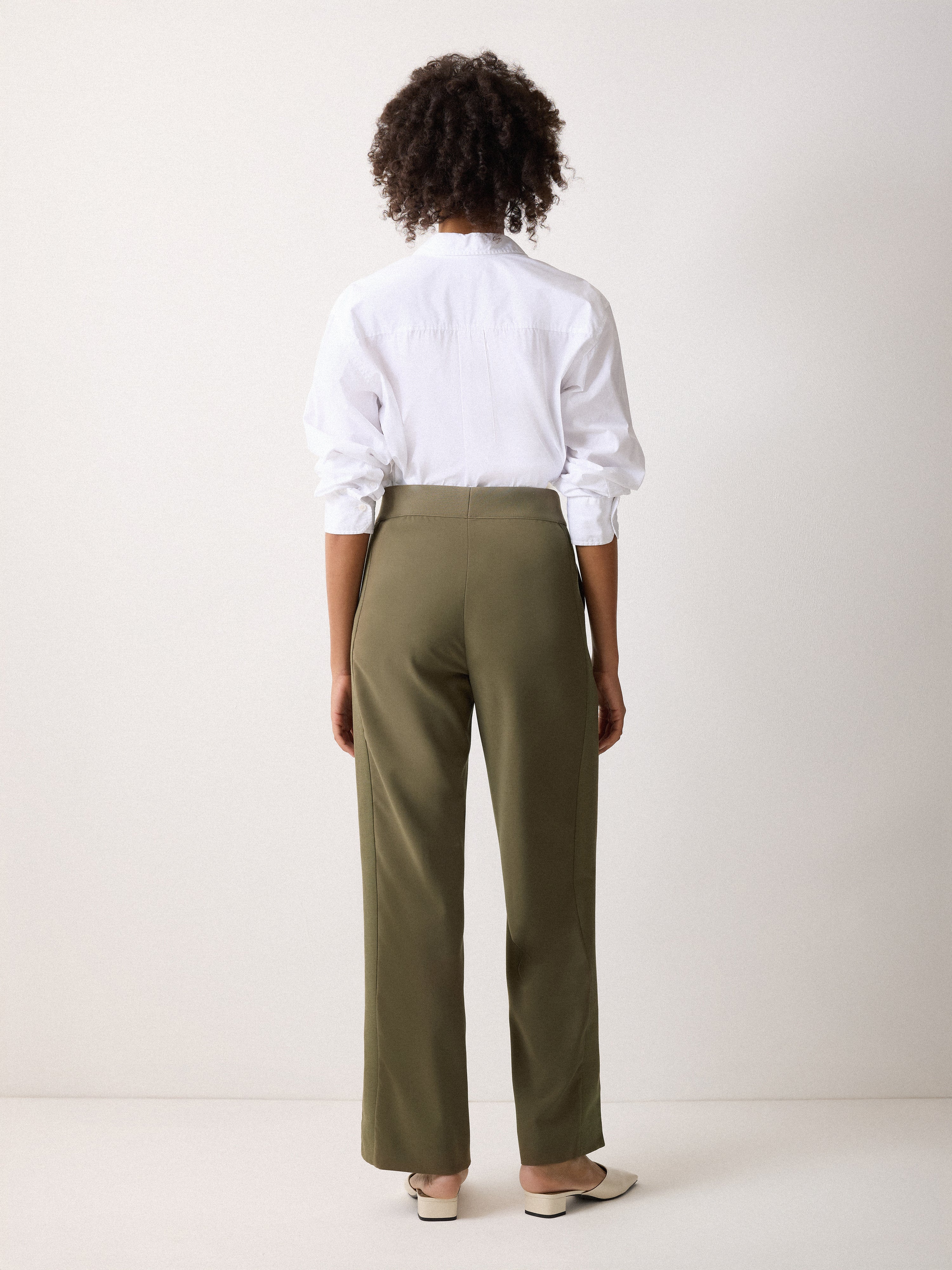 Women's Khaki Crepe Split Hem Jogger Pants - Casual Lounge Wear for Yoga, Running & Everyday Comfort