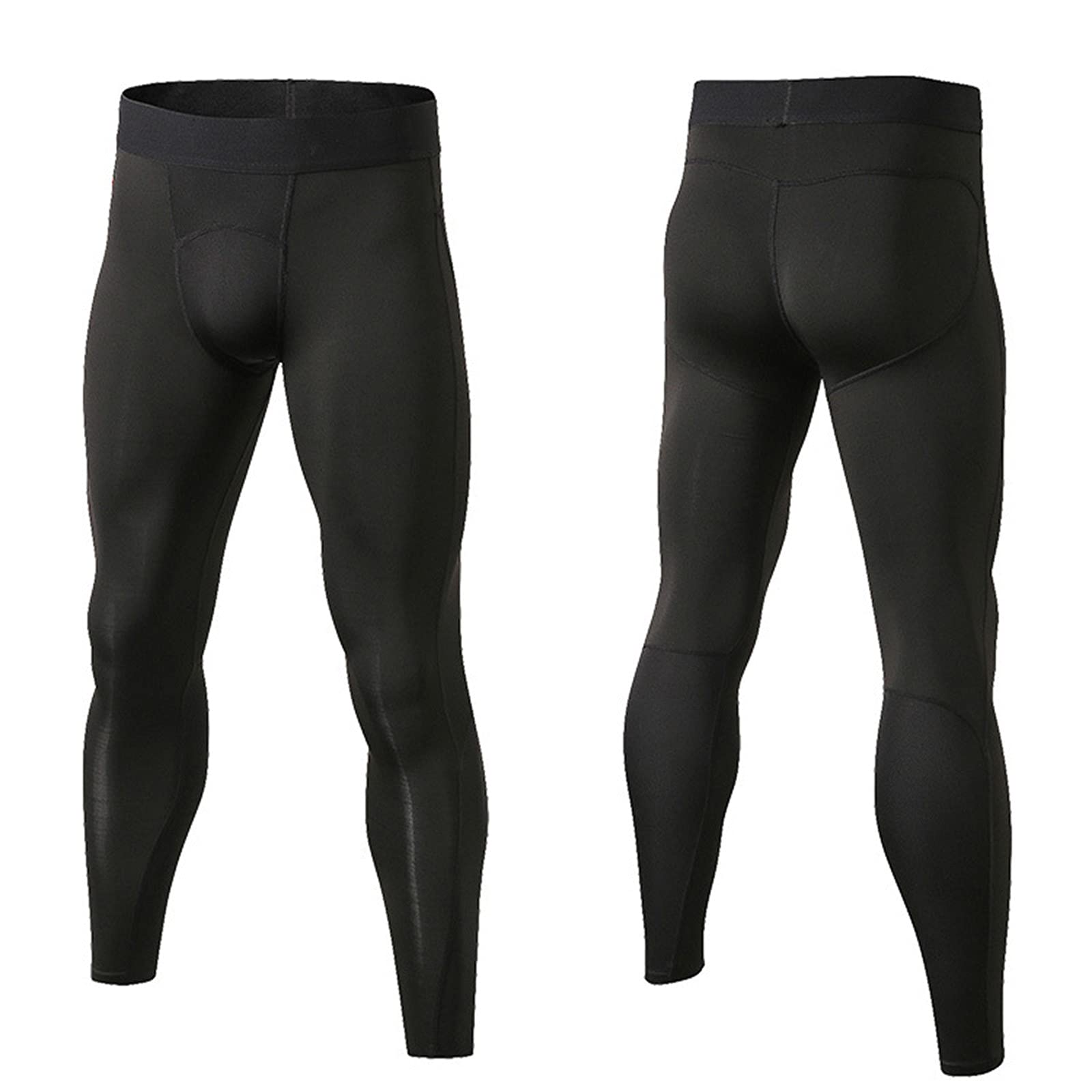 Men's Winter Running Leggings - Red/Black Compression Pants for Gym & Workouts