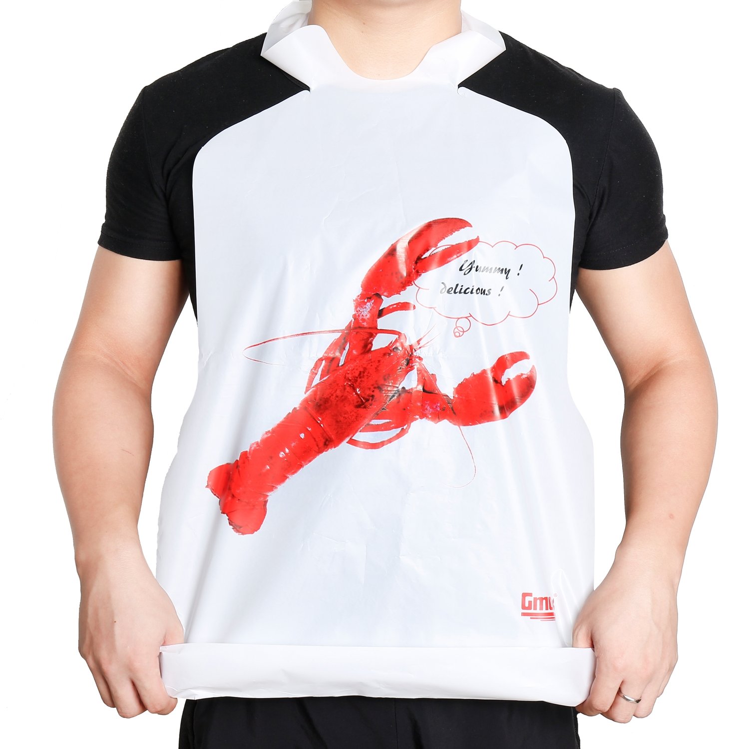 Gmark 25 Pack Disposable Plastic Lobster Bibs - Waterproof Crawfish & Crab Feast Bibs for Adults & Kids - Keep Clothes Clean - Perfect for Seafood Restaurants, Lobster Boils, Crab Feasts & Crawfish Parties (GM1066) - Ideal for Outdoor BBQs, Family Gatherings & Seafood Festivals