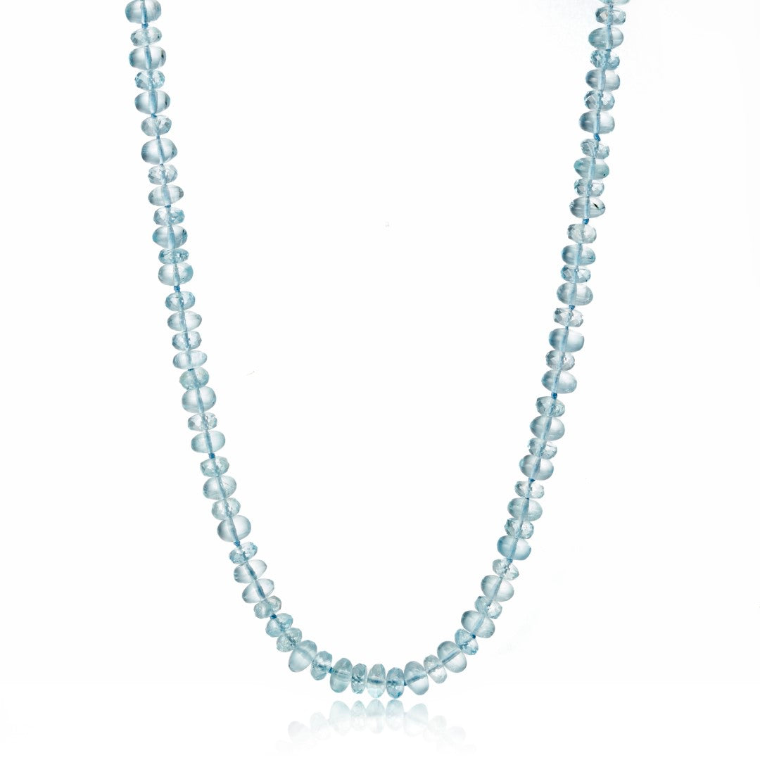 Elegant Aquamarine Rondelle Necklace for Women - Dainty Blue Gemstone Jewelry Gift for Birthday, Anniversary & Special Occasions