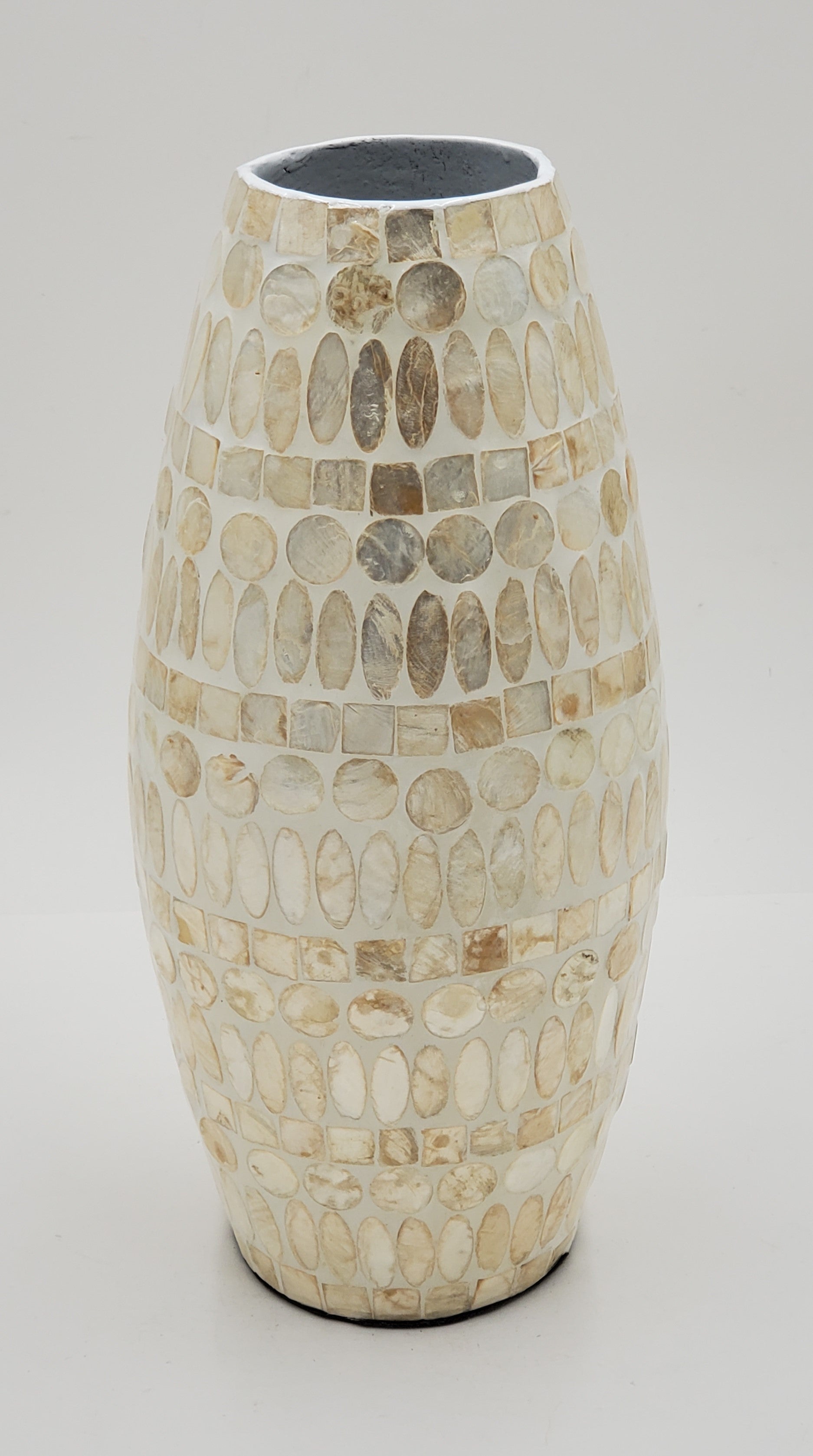 14x4 Beige and Gold Decorative Vase - Elegant Home Decor for Living Room, Dining Table, and Wedding Centerpieces