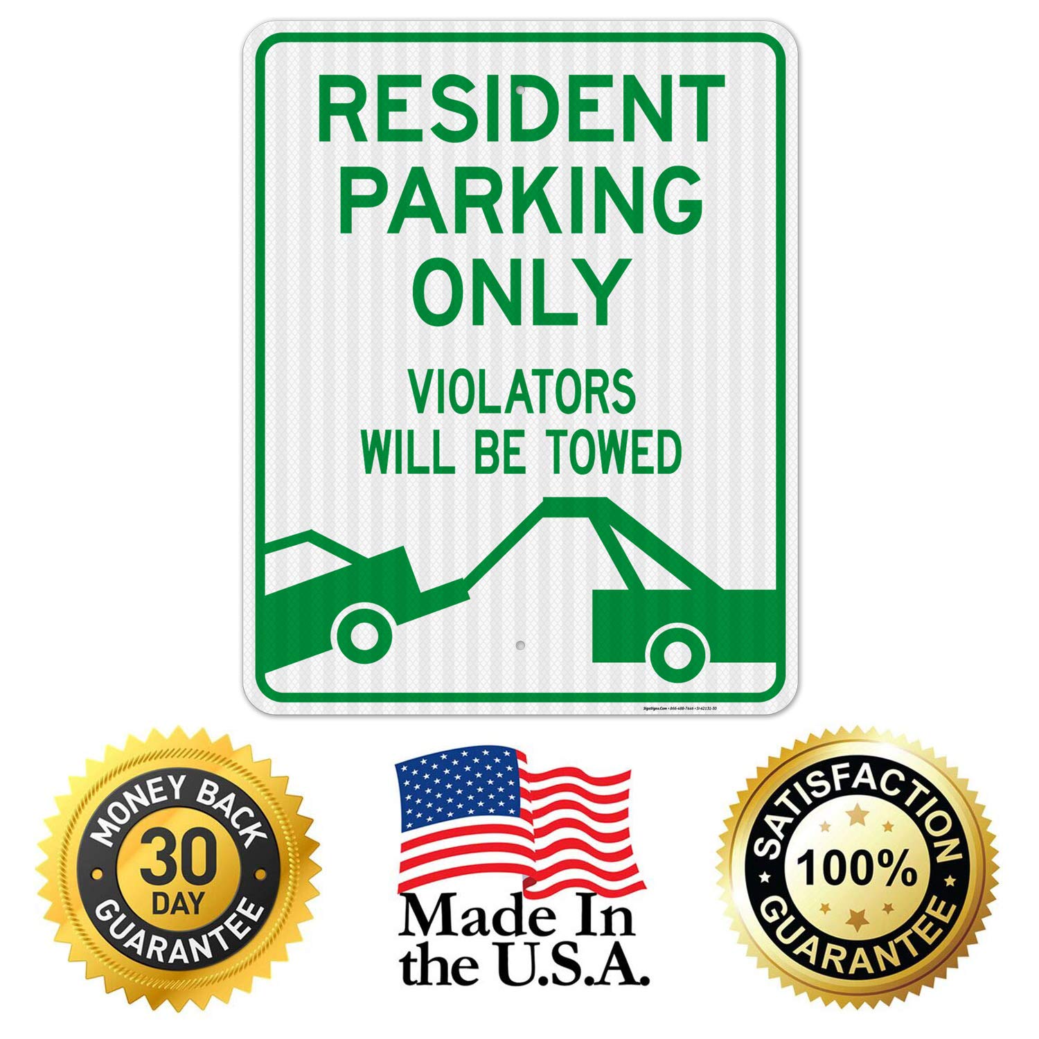Resident Parking Only Sign - 24x30 Inches - Rust-Free .063 Aluminum - Fade Resistant - Indoor/Outdoor Use - Made in USA - Perfect for Apartment Complexes, Condos & Private Driveways
