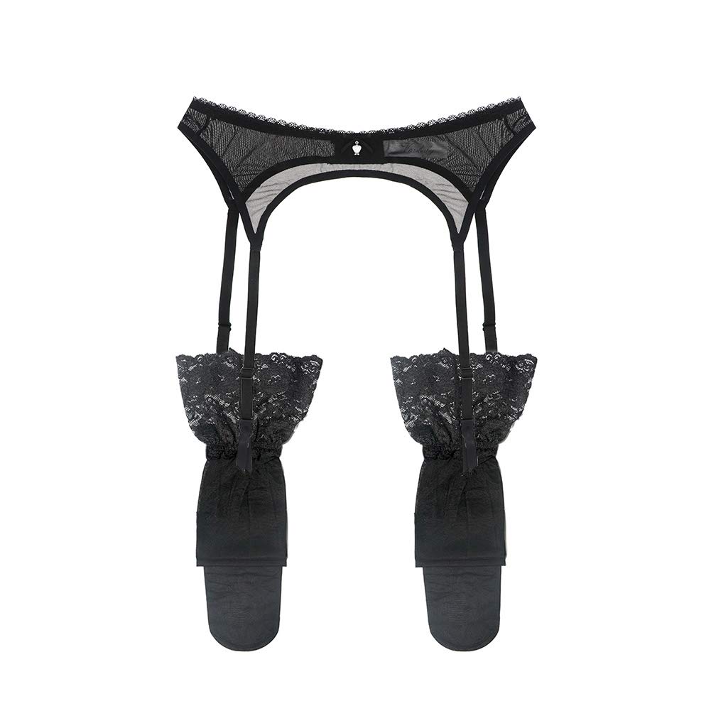 Sexy Plus Size Women's Garter Belt & Stockings Set - Lingerie Suspender Belt with Thigh High Stockings for Bridal, Boudoir & Special Occasions