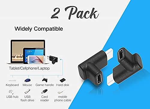 4-Pack USB C Angle Adapter Set - 2 Left/Right & 2 Up/Down 90 Degree Connectors for MacBook, iPad Pro, Galaxy - Perfect for Tight Spaces & Charging in Bed/Car