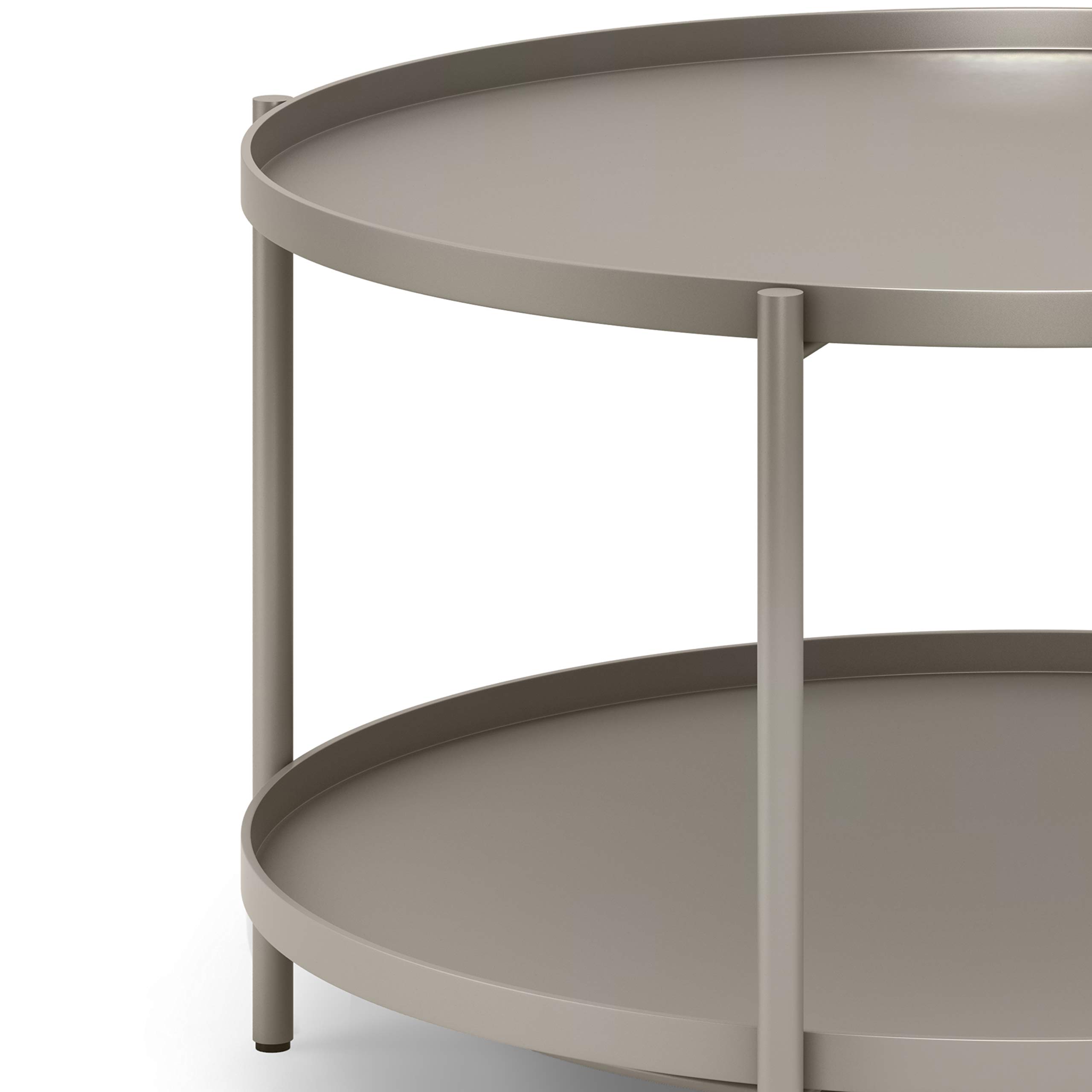 SIMPLIHOME Monet Industrial 32 Inch Wide Metal Coffee Table in Warm Grey - Modern Living Room & Family Room Furniture for Small Spaces, Home Decor