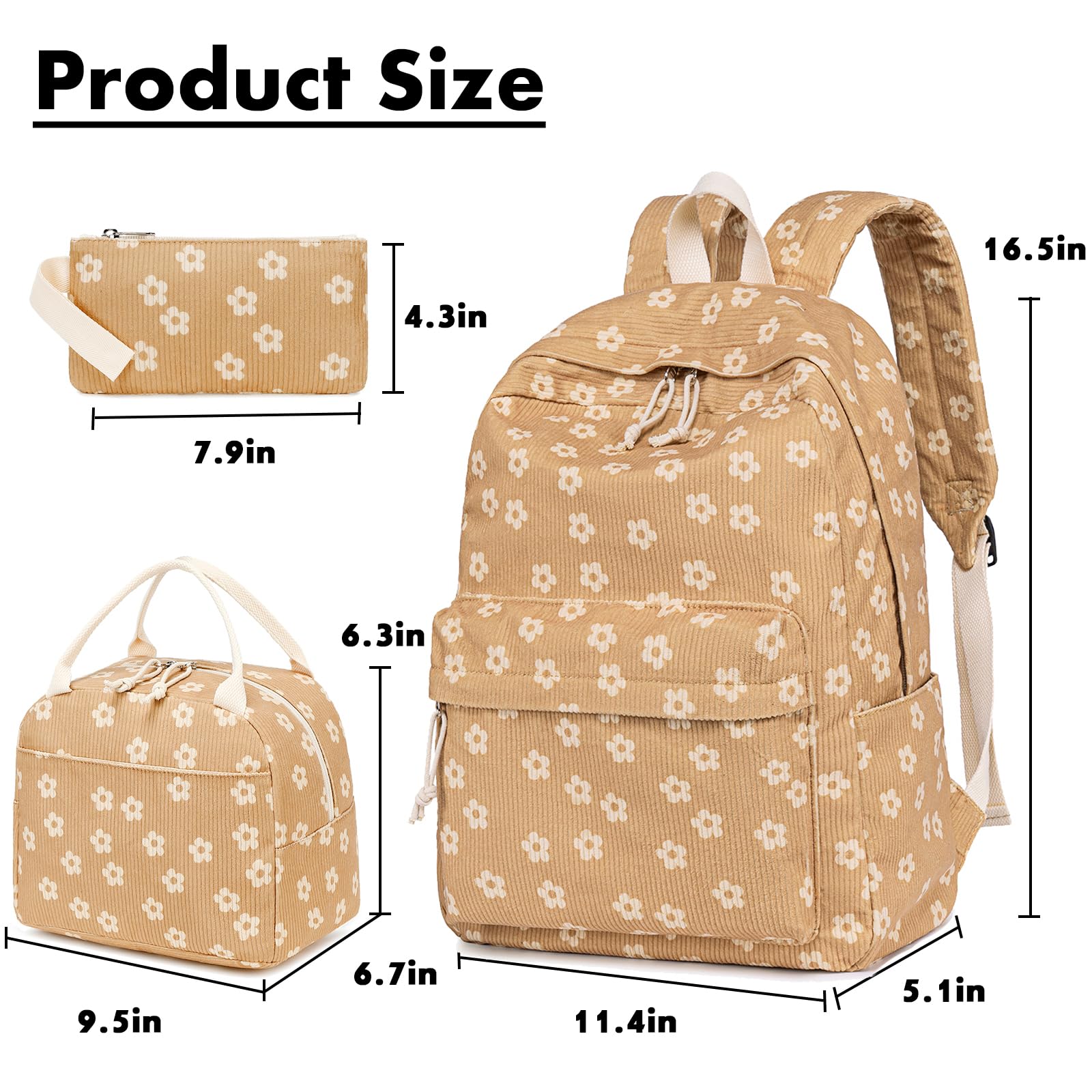 Bluboon Cute Corduroy Backpack for School - Lightweight Laptop Bookbag for Teen Girls & Women, Durable Kids Backpack for College, Work & Travel | Perfect Gift for Students & Professionals
