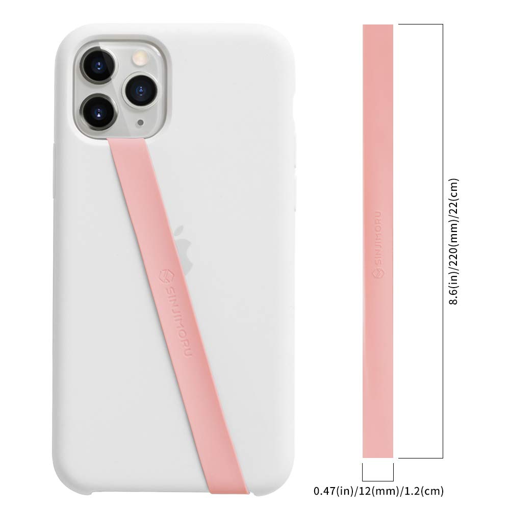Sinjimoru Stretchable Silicone Phone Strap - Flexible Elastic Grip Holder for iPhone & Android Phones | Secure Finger Loop with Wireless Charging Support | Perfect for Gym, Running, Travel & Daily Use (Pink)