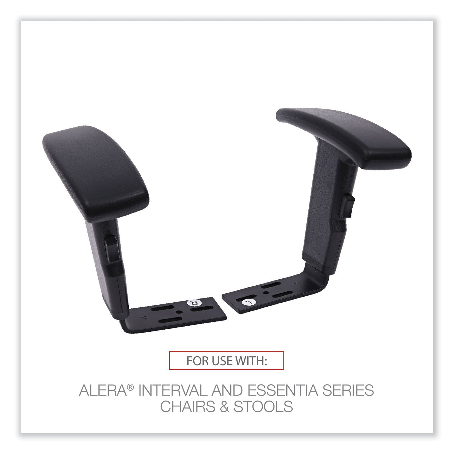 Alera® Adjustable T Arms for Alera Essentia & Interval Series Office Chairs - Black (2-Pack) - Ergonomic Support for Home & Office Workspaces