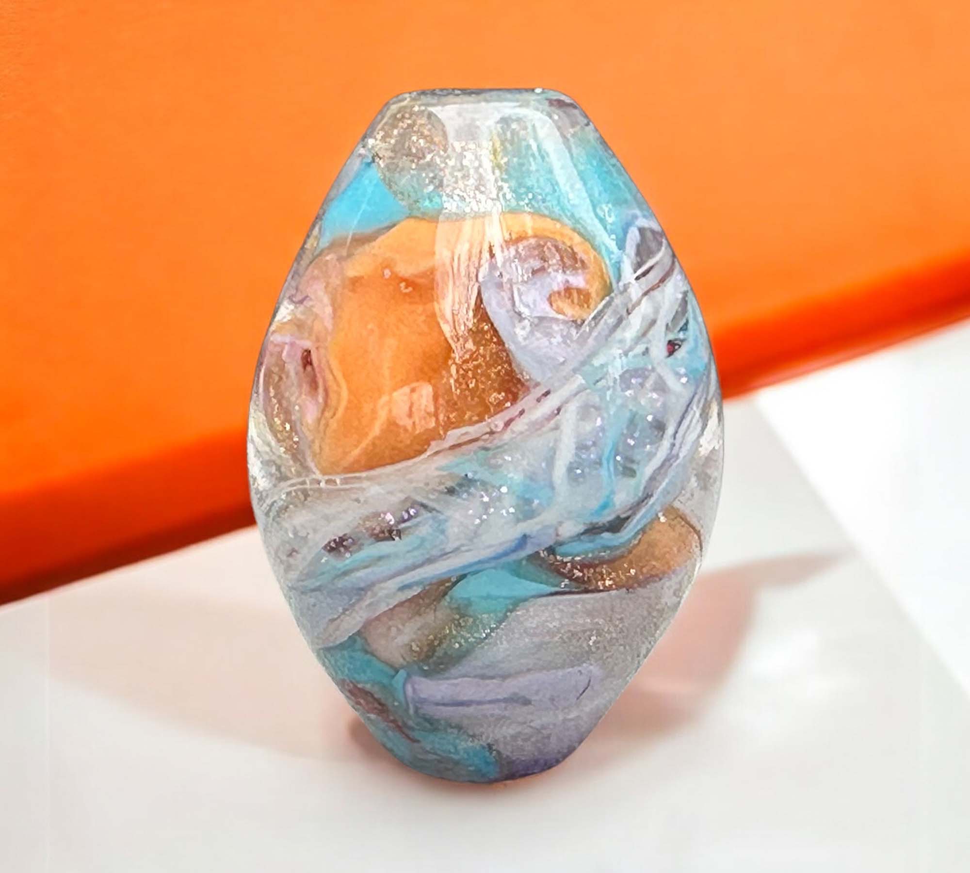 Handmade Summer Shimmer Lampwork Glass Focal Bead - SRA Certified Artisan Jewelry Bead for Necklaces, Bracelets & DIY Crafting - Perfect for Boho, Beach & Festival Jewelry Designs
