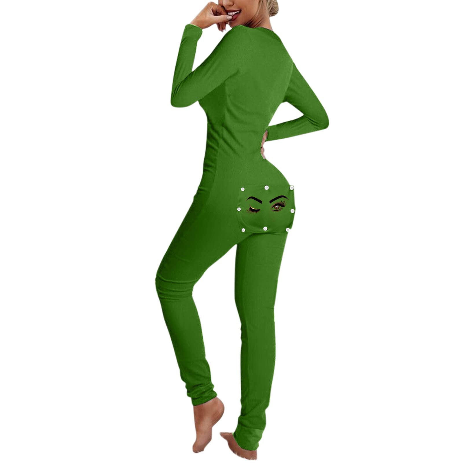 Women's Button-Down Jumpsuit Romper - Flap Buttoned Pajama Set for Adults | Comfortable Sleepwear & Lounge Wear for Women | Perfect for Home Relaxation, Sleepovers and Cozy Nights
