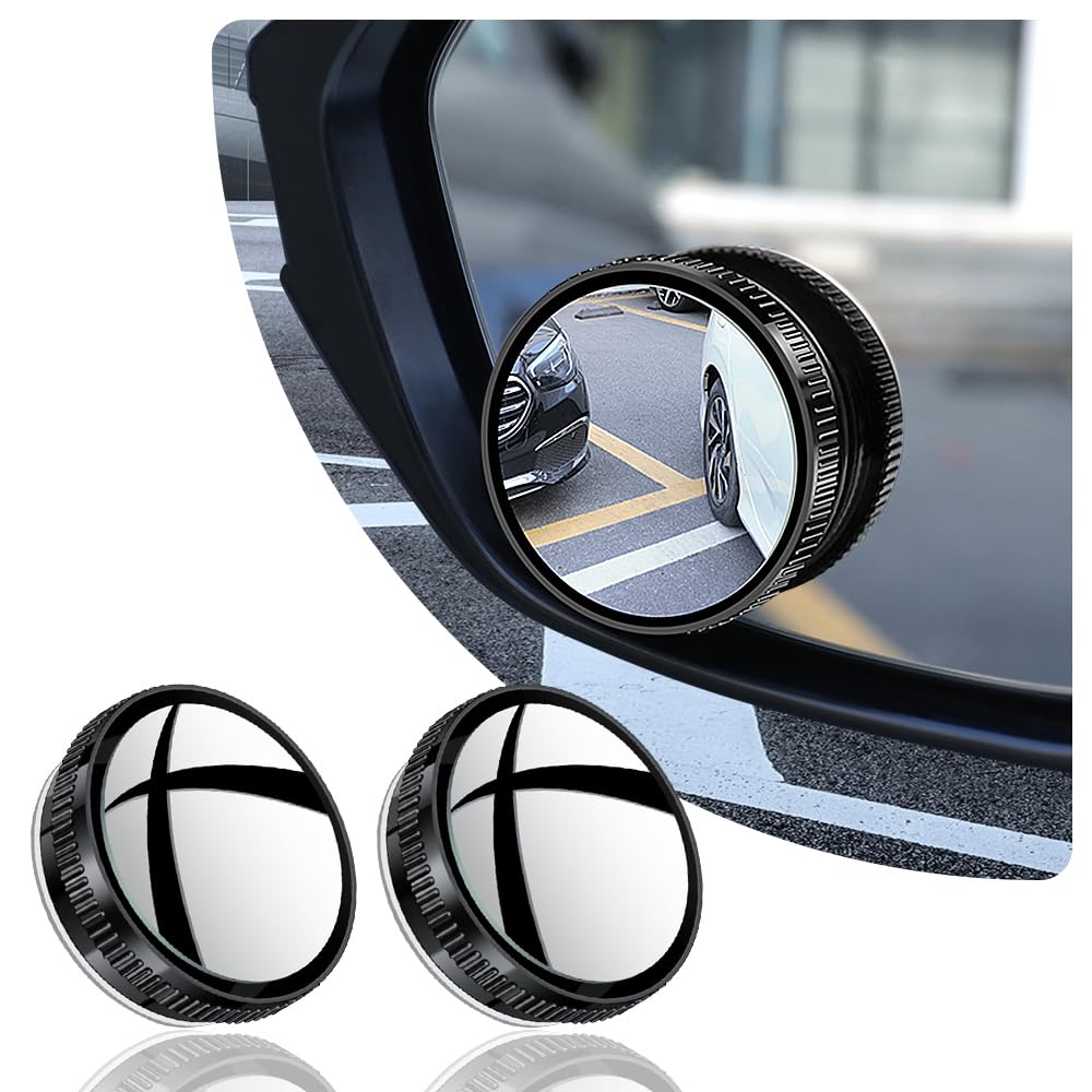 2PCS Universal Car Blind Spot Mirrors - 360° Adjustable Suction Cup Convex Mirror, HD Fish Eye Design for Enhanced Visibility - Perfect for Cars, SUVs, Trucks (Black) - Ideal for Parking, Lane Changing & Safe Driving