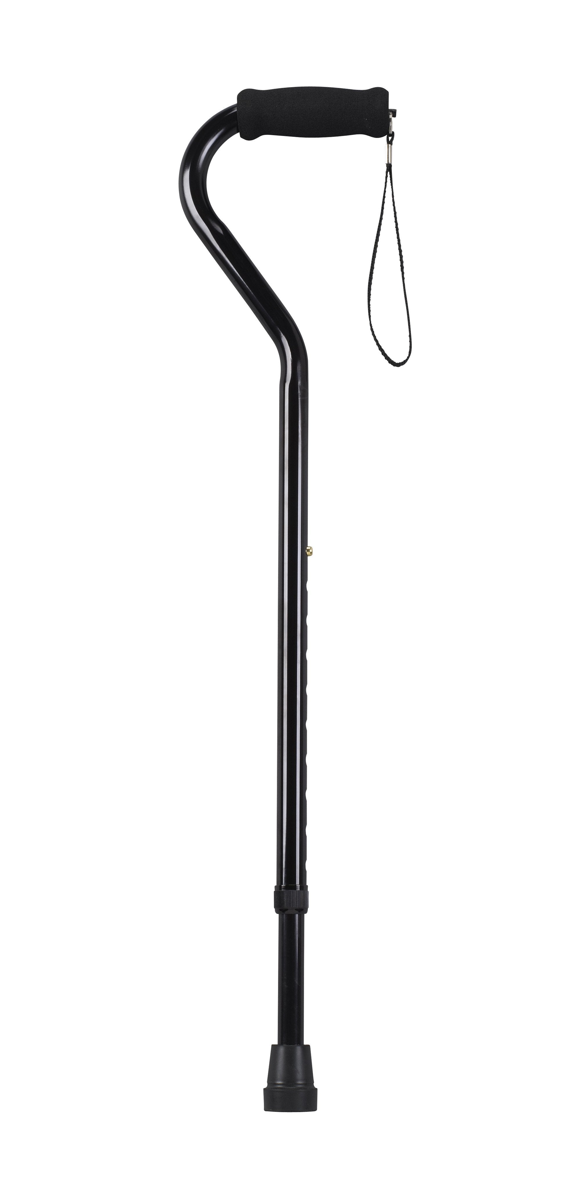 Premium Foam Grip Offset Handle Walking Cane - Black | Ergonomic Support for Seniors & Mobility Assistance | Ideal for Daily Use, Hiking & Recovery