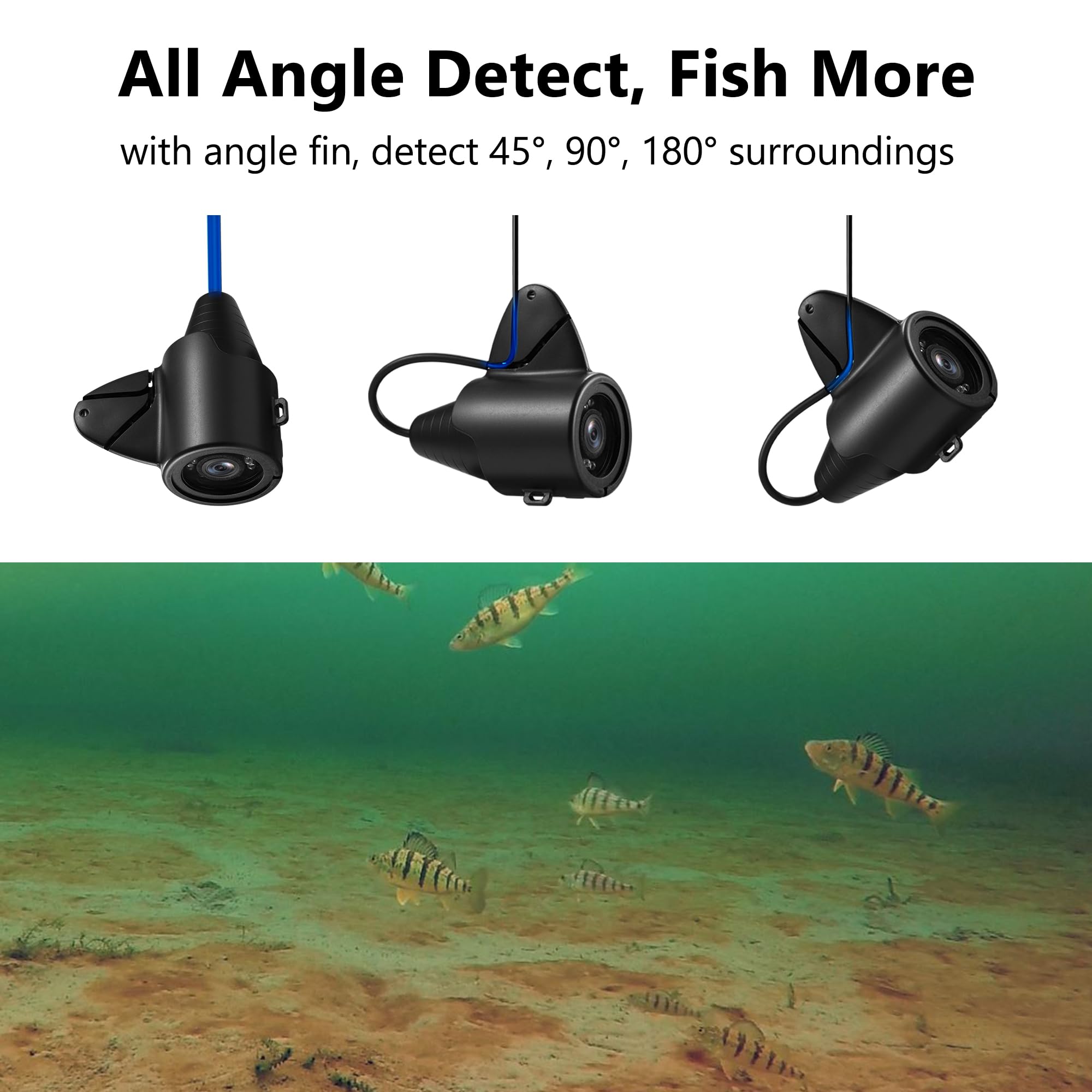 Underwater Fishing Camera with 12pcs IR & 12pcs LED Lights, 1200TVL HD, 7'' LCD Screen - 4,500mAh Li-Battery, 50ft Cable - Ice Fishing Camera & Fish Finder for Men - Perfect for Ice, Lake & Boat Fishing Adventures
