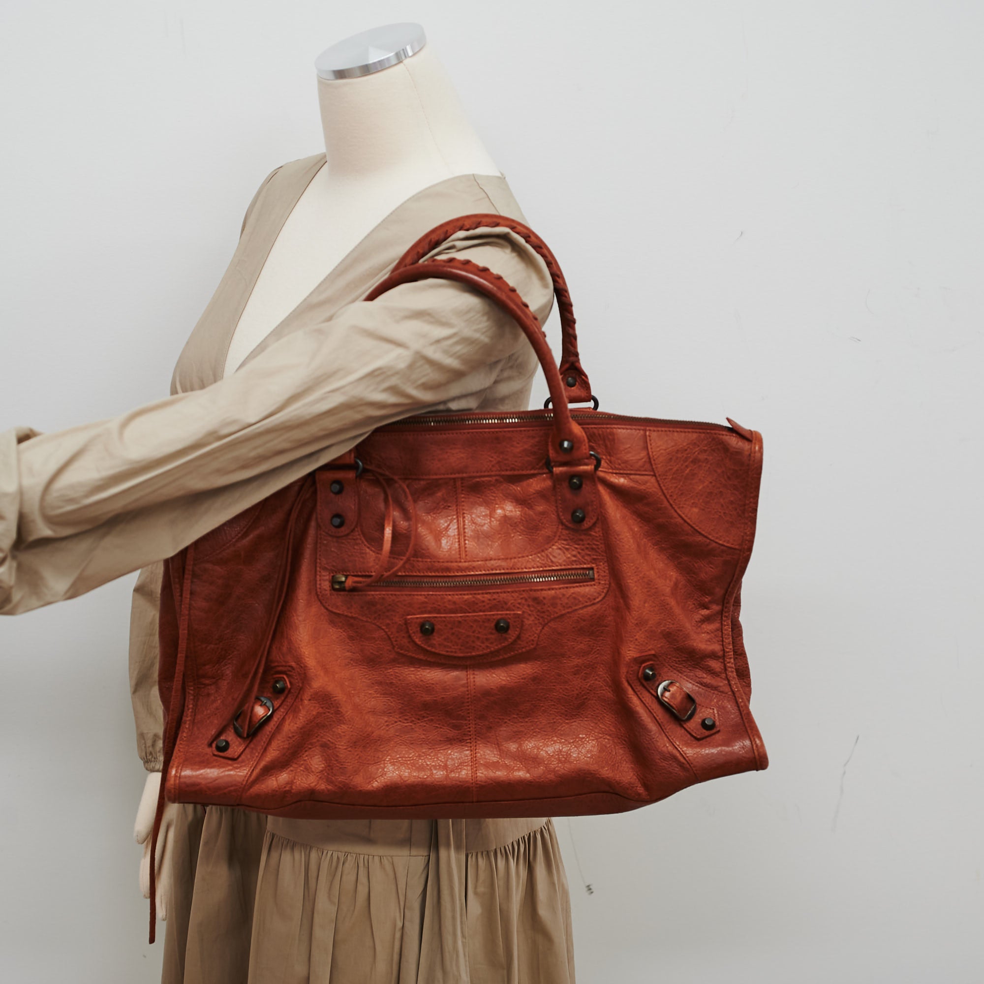 Balenciaga Large City Brown Leather Handbag for Women - Stylish Tote Bag for Work, Travel & Everyday Use