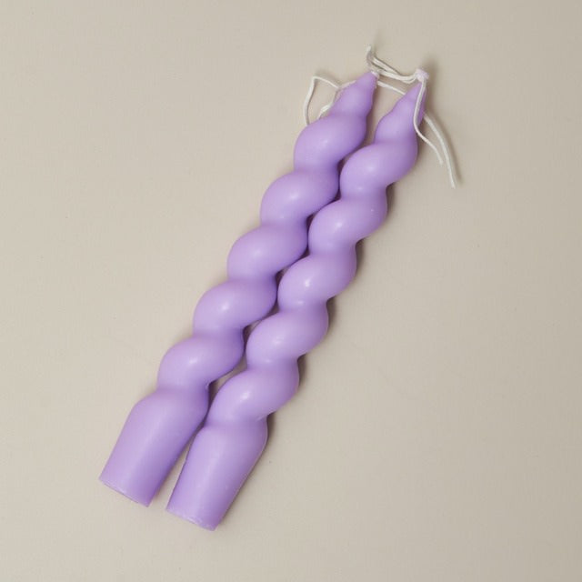 Pastel Spiral Twisted Candles (2 Pack) - Handmade Decorative Candles for Weddings, Home Decor & Relaxation