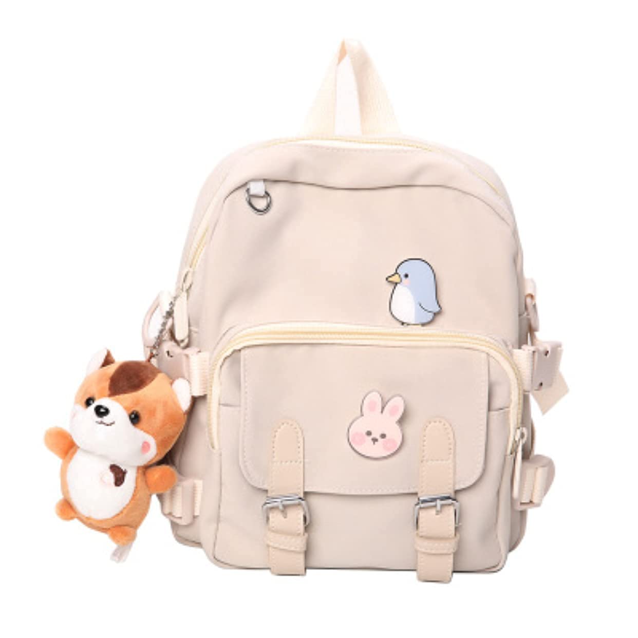 Cute Mini Backpack Purse for Teen Girls - Kawaii Small Backpack with Pins in Beige | Perfect for School, Travel & Everyday Use
