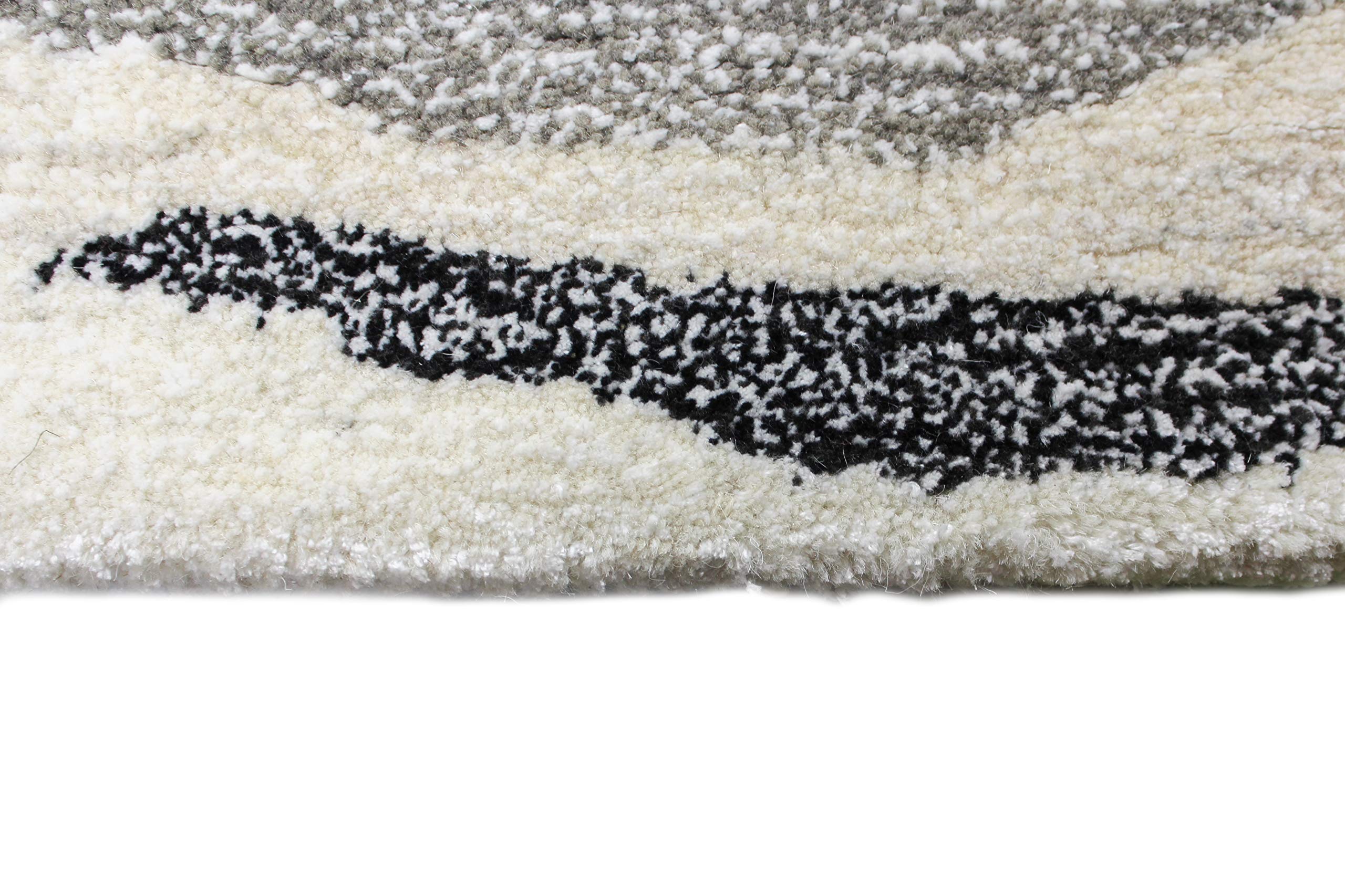 Bashian Collection 5' x 7.6' Ivory/Black Luxury Hand Tufted Wool & Viscose Area Rug - Soft Living Room Rug, Durable Entryway Runner, Elegant Home Decor for Bedroom, Dining Room & Office Spaces