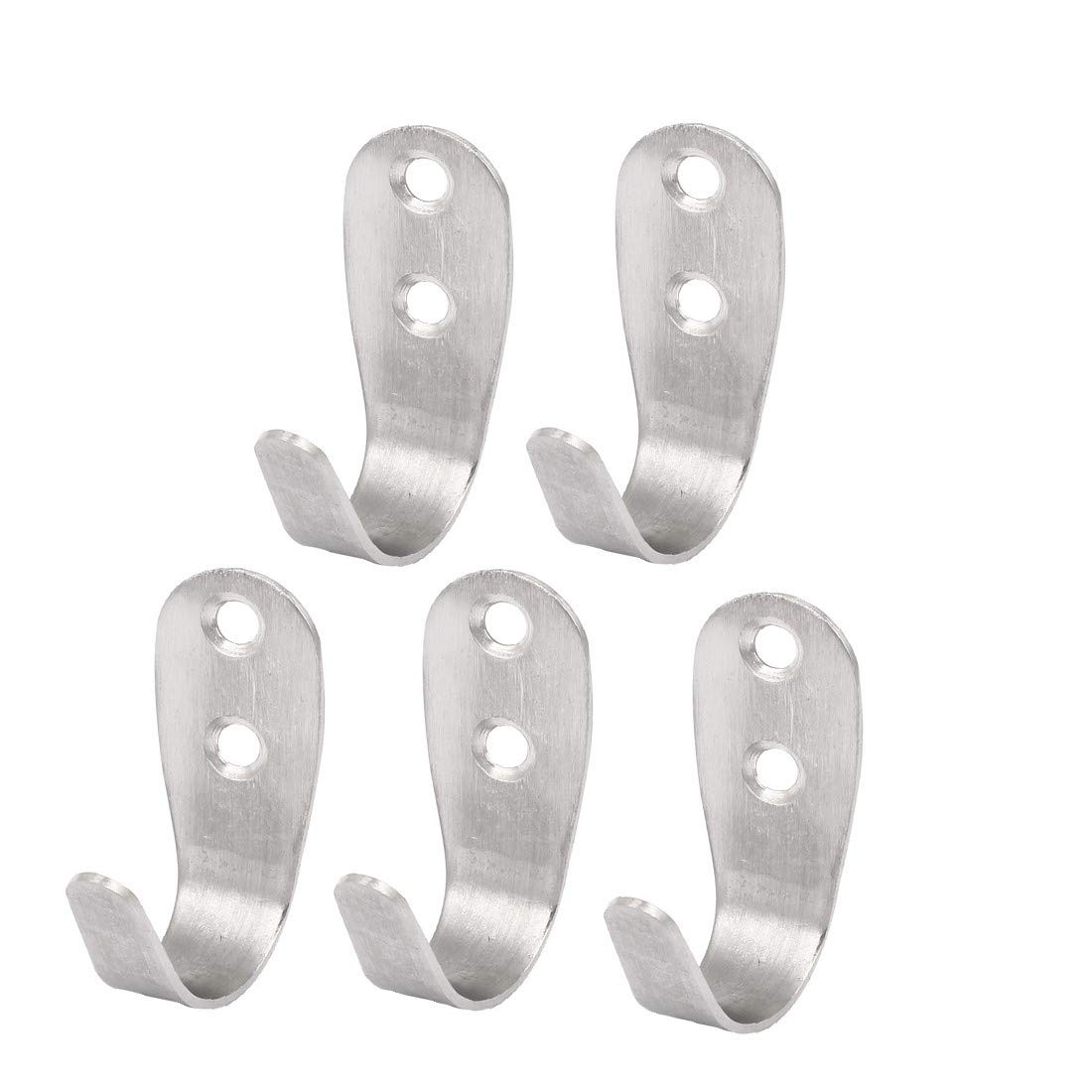 New Lon0167 Single Hook Wall Hooks - Reliable Silver Towel Hooks for Bathroom & Kitchen (5-Pack) - Perfect for Hanging Towels, Robes, and Kitchen Utensils
