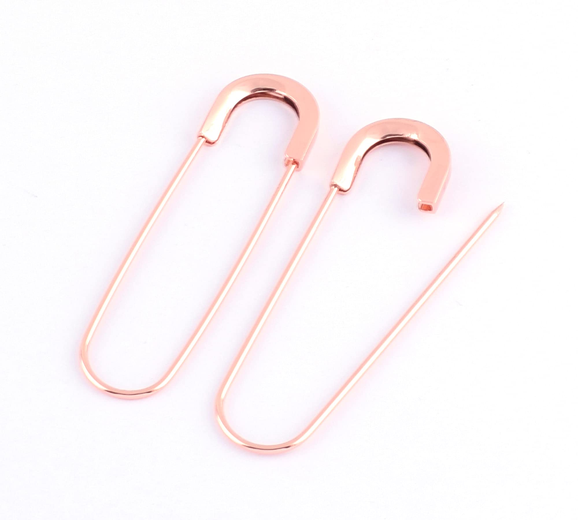 Rose Gold Safety Pins 79mm - Coiless Kilt Pins for DIY Sewing & Apparel