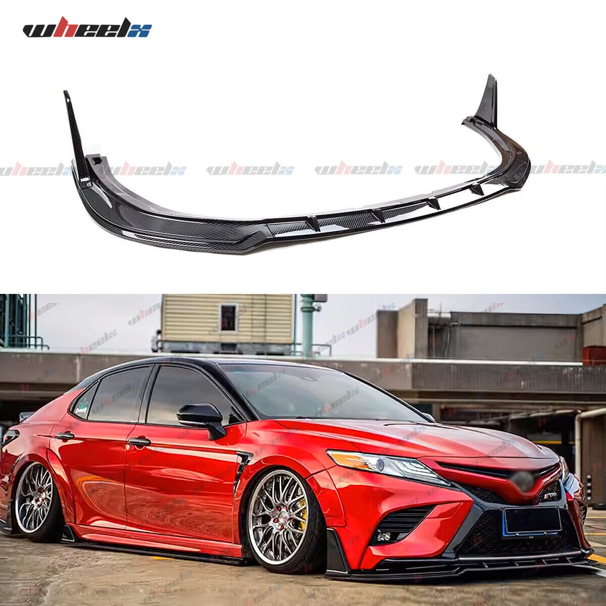 Yofer Style V2 Front Bumper Lip Spoiler Splitter for 2018-2024 Toyota Camry SE/XSE/TRD - Carbon Fiber Pattern Air Dam & Lower Chin Spoiler Body Kit - Enhance Style & Protection for Street & Track Driving