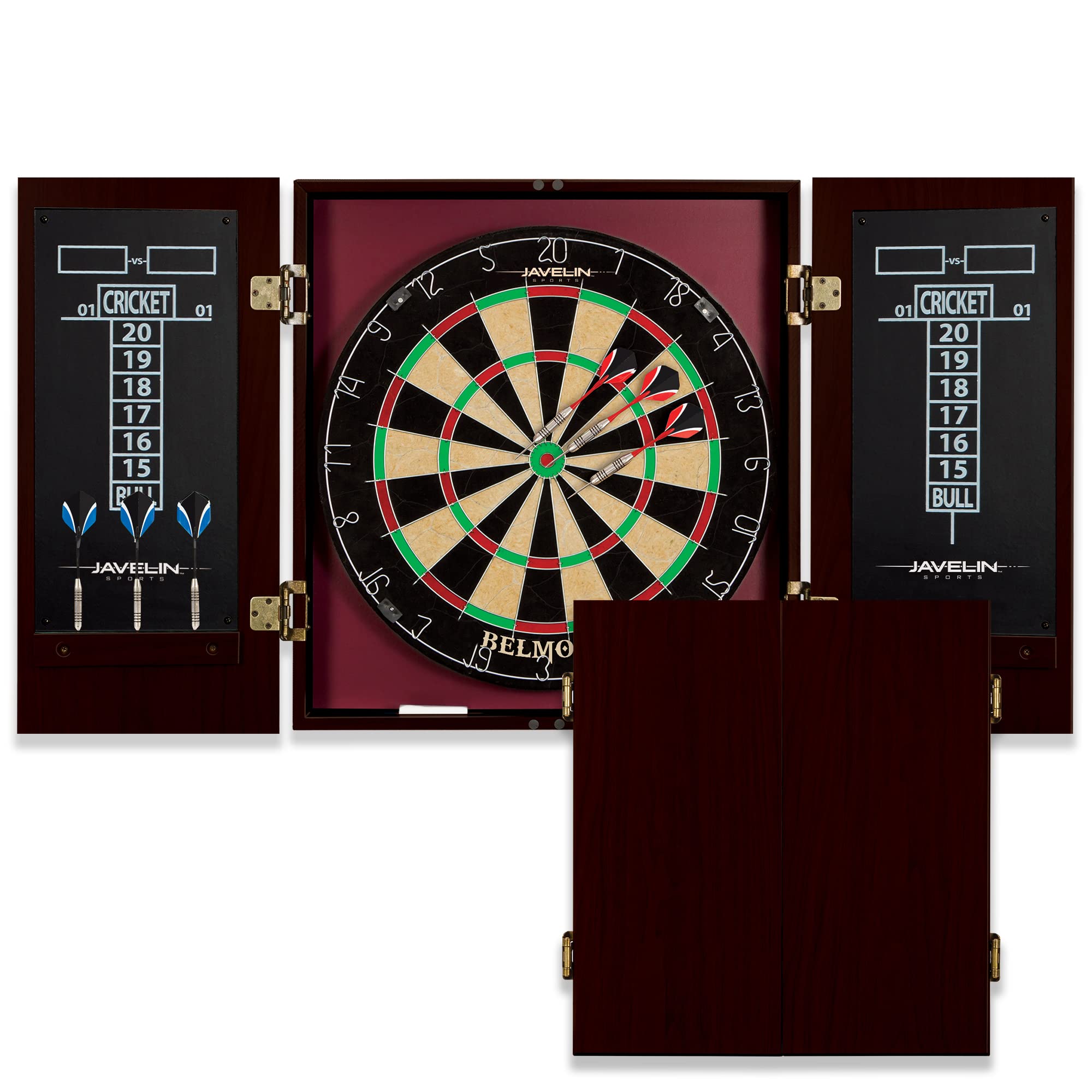 EastPoint Sports Bristle Dartboard Set with Cabinet - Easy to Assemble - Includes 6 Steel Tip Darts, Dry Erase Scoreboard & Hanging Hardware - Perfect for Game Rooms, Bars & Home Entertainment
