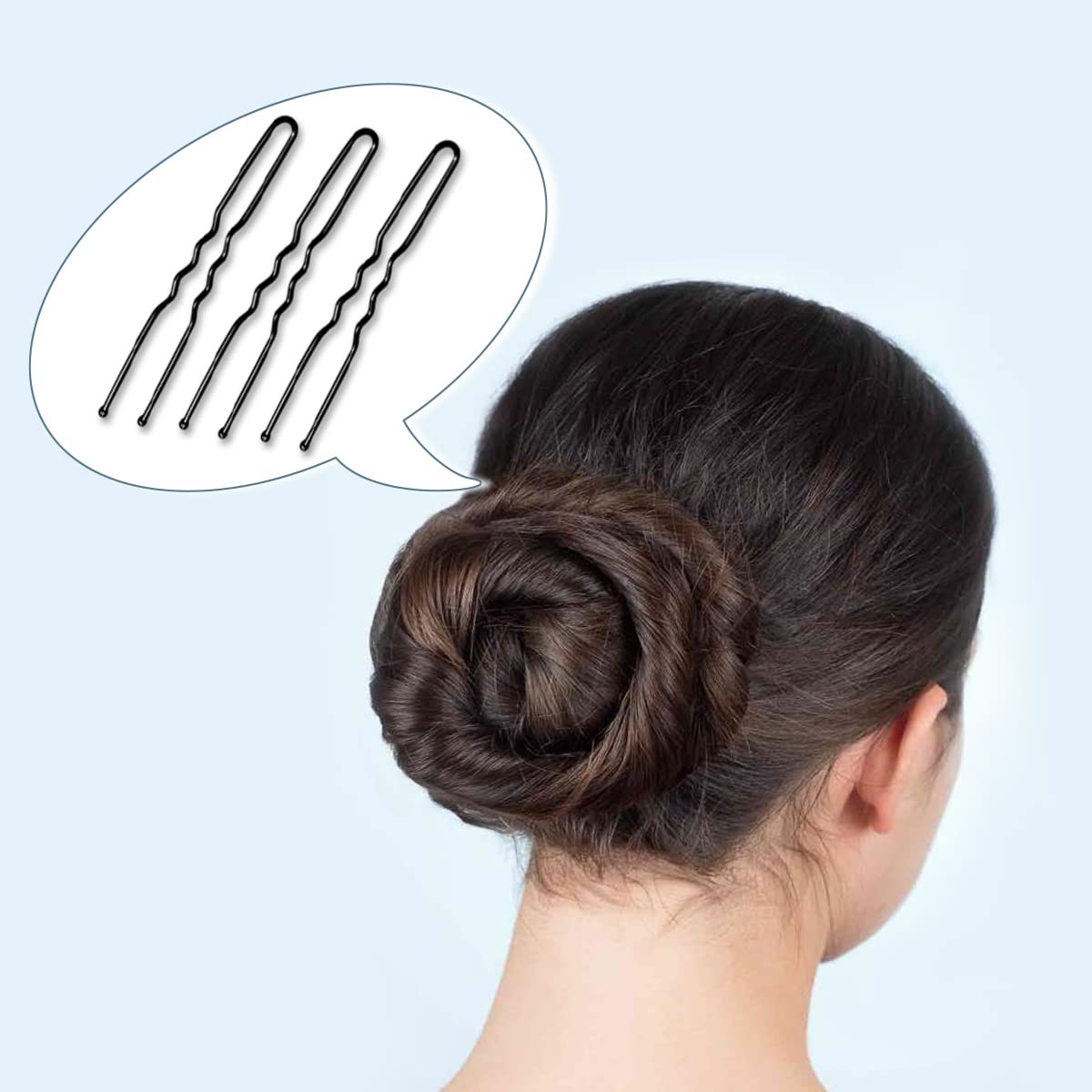 100 PCS U-Shaped Invisible Hair Clips - Heavy Duty Crinkled Hairpins for Women, Ballet Bun & Updos - Black Hair Grips (2.4 Inch) - Perfect for Daily Styling, Workouts & Professional Dancers