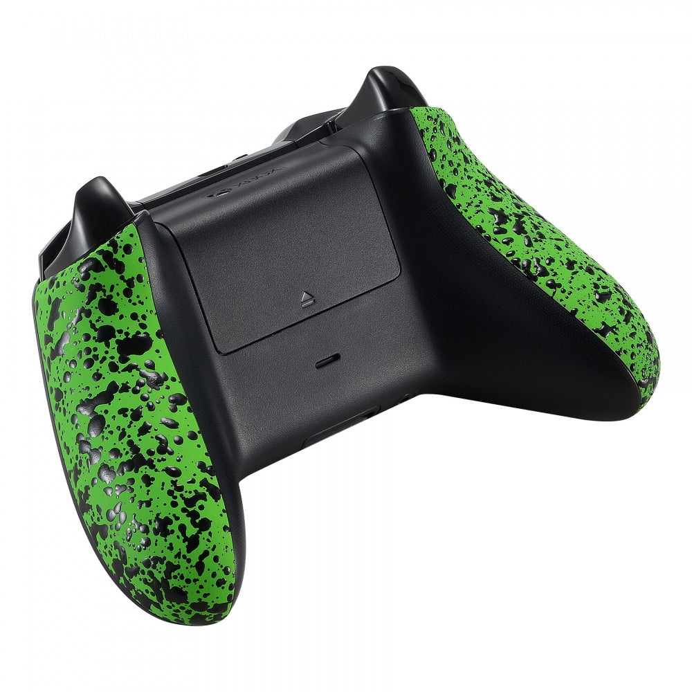 eXtremeRate Textured Green Back Panels & Non-Slip Side Rails Replacement Parts for Microsoft Xbox One X & One S Controller - Enhanced Grip for Gaming Comfort (Model SXOJ0110) - Perfect for Competitive Gaming & Long Play Sessions