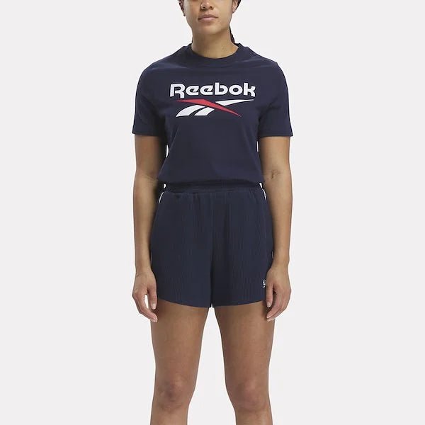 Reebok Women's Identity Big Logo Navy T-Shirt - Casual Comfort Fit for Gym, Running & Everyday Wear