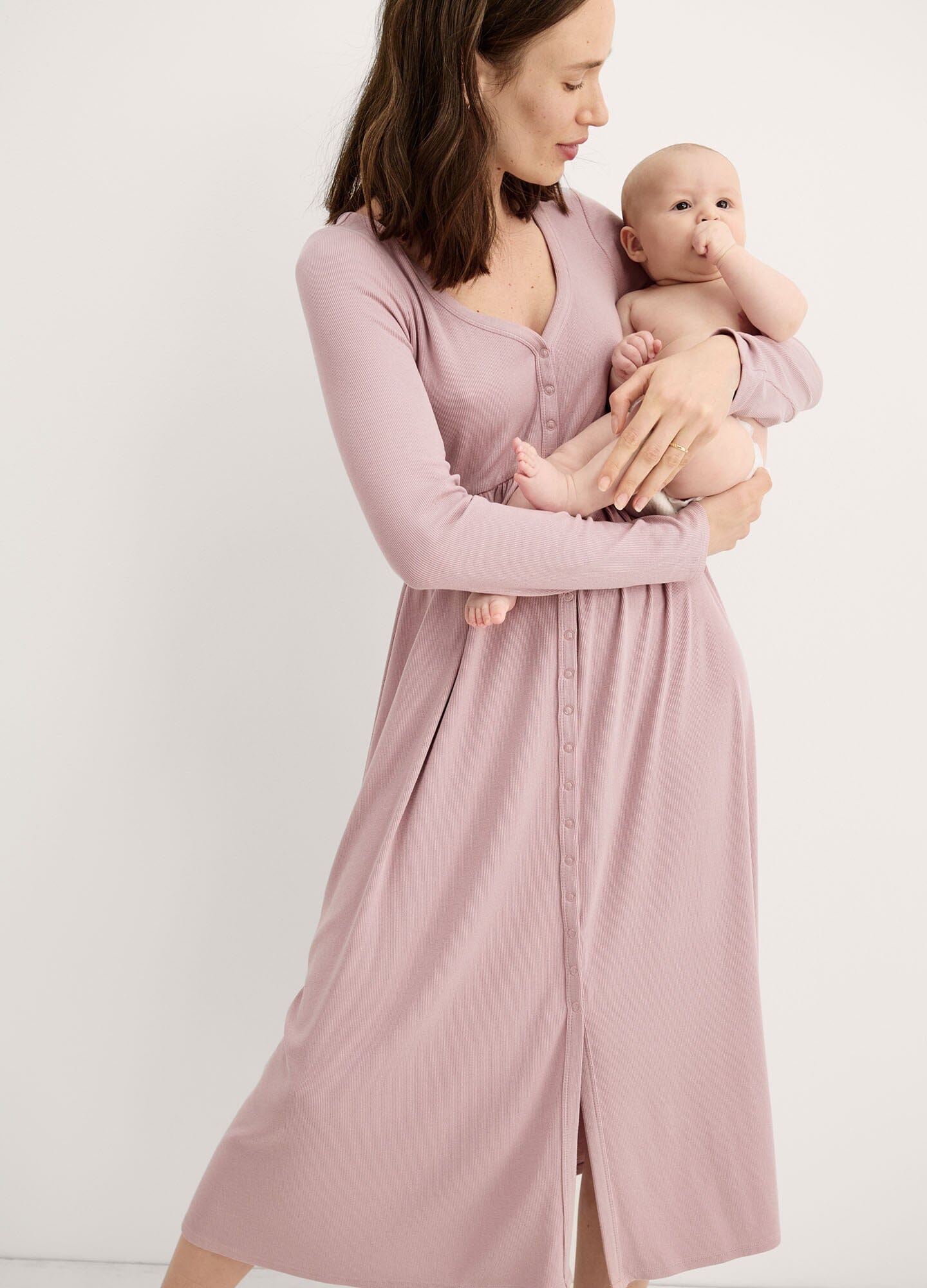 Ultra Soft Ribbed Nursing Dress for Breastfeeding Moms - Comfortable Maternity Wear for Nursing, Lounging & Everyday Use