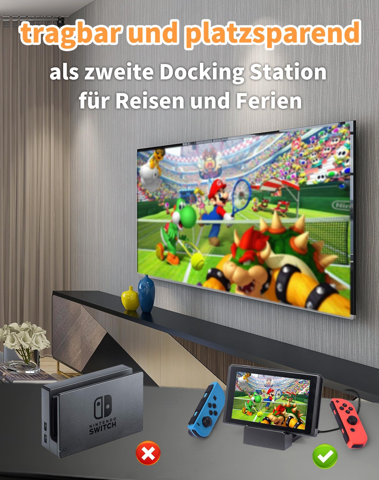 Portable Nintendo Switch Docking Station for Switch/Switch OLED - 4K HDMI TV Adapter with USB 3.0 Port, Fast Charging Stand | Perfect for Home Gaming, Travel & Multiplayer Setup