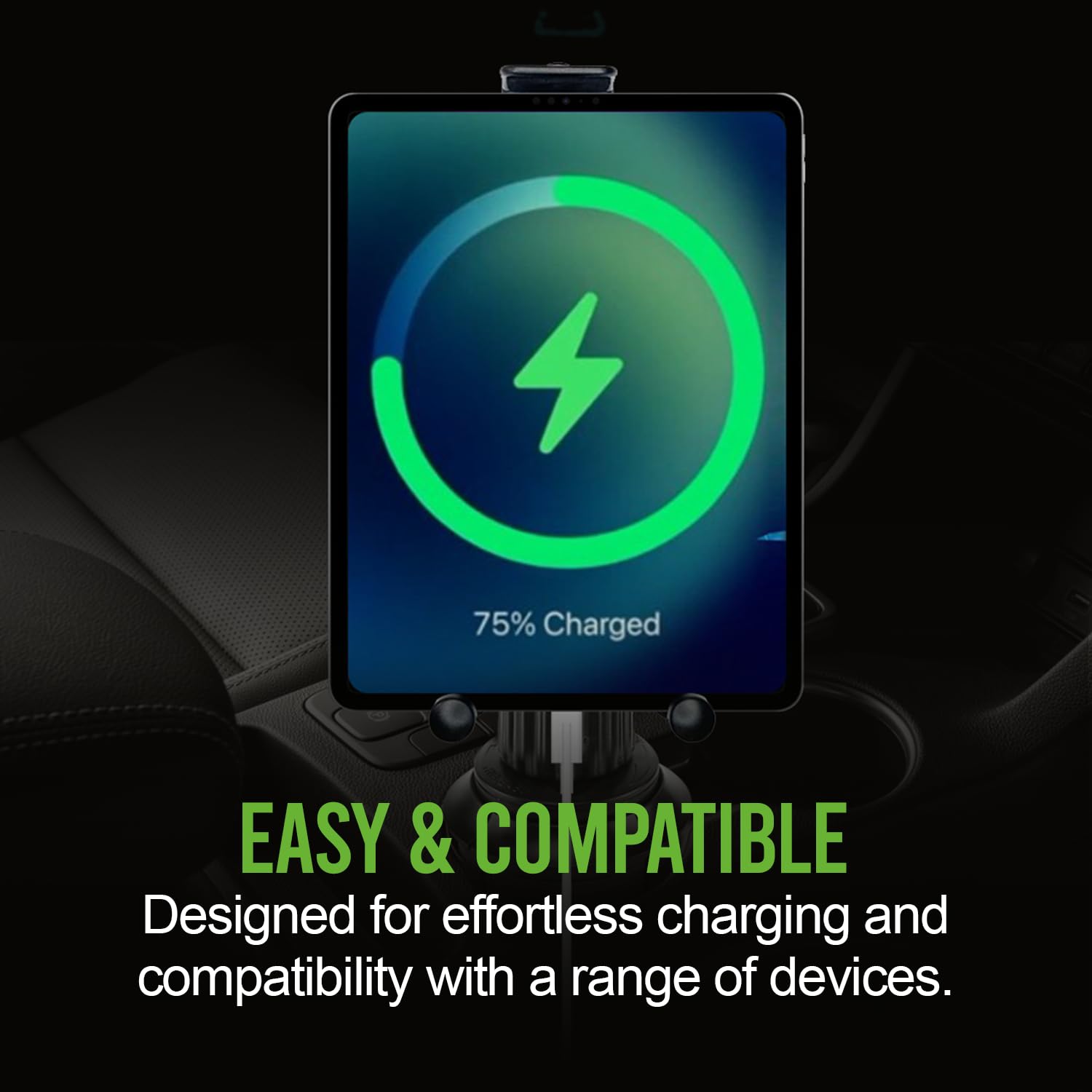 Universal Car Tablet Mount with Cup Holder Base - Compatible with Apple iPad, iPad Pro, Air, Mini | Samsung Galaxy | Google Pixel | Amazon Kindle Fire & Smartphones - Perfect for Road Trips, Uber/Lyft Drivers & Backseat Entertainment