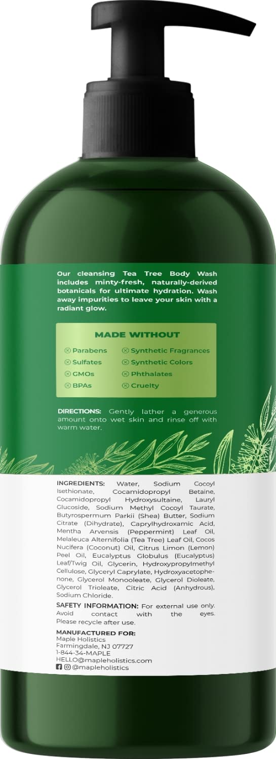 Biotin Shampoo & Body Wash Set for Thinning Hair & Dry Skin - Sulfate Free Volumizing Shampoo with Biotin & Hydrating Tea Tree Oil Body Wash - Essential Oils for Hair Growth & Skin Care - Perfect for Daily Shower Routine & Hair Regimen