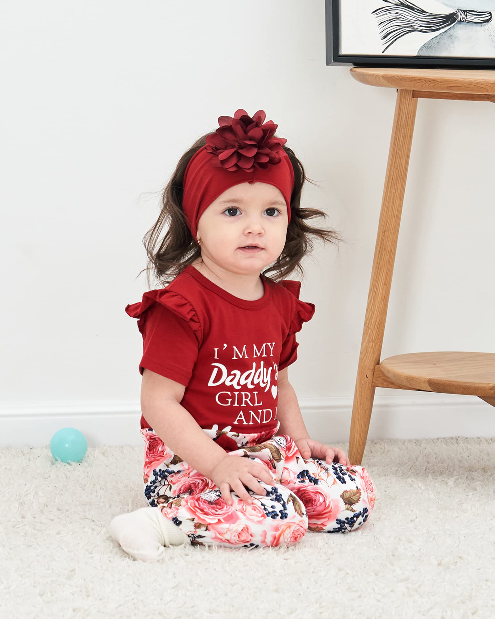 Sunny Piggy Newborn Baby Girl Clothes - Floral Cotton Ruffle Romper & Pant Set | Cute Toddler Outfit for Photos, Parties & Everyday Wear