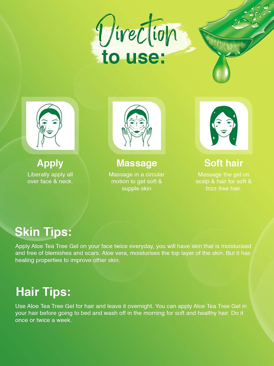 Spantra Aloe & Tea Tree Multipurpose Gel - Acne Treatment, Healthy Hair Moisturizer, 300ml | Perfect for Skin Care & Styling