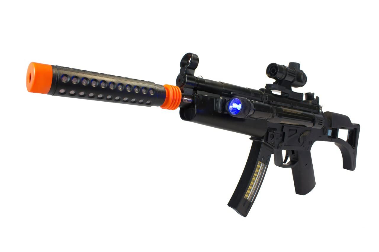 MP5 Lights and Sounds Toy Gun - Battery Operated with Realistic Sound Effects, Flashing Lights & Vibration - Best Gift for Boys & Kids - Perfect for Role Play, Outdoor Games & Birthday Presents