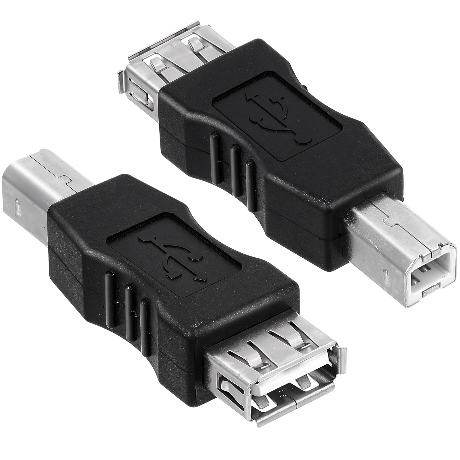 2-Pack USB 2.0 A Female to B Male Adapter - Printer Connector for Office & Home Use