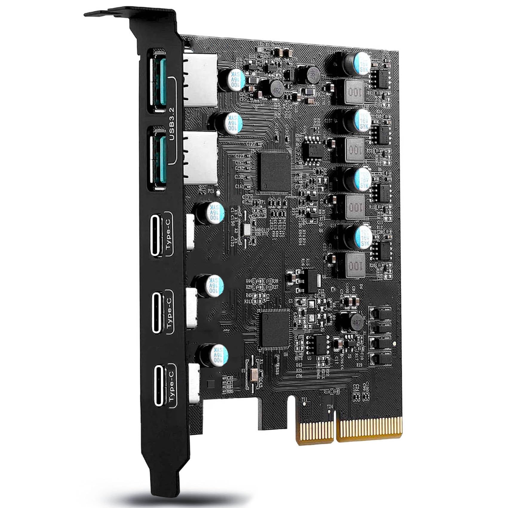 PCIe USB 3.2 Gen 2 Expansion Card with 3x USB-C & 2x USB-A Ports - High Speed Internal USB Hub for Desktop PC - Compatible with Windows 10/8/7 & Mac OS - Perfect for Gaming, VR, External Storage & High-Speed Data Transfer