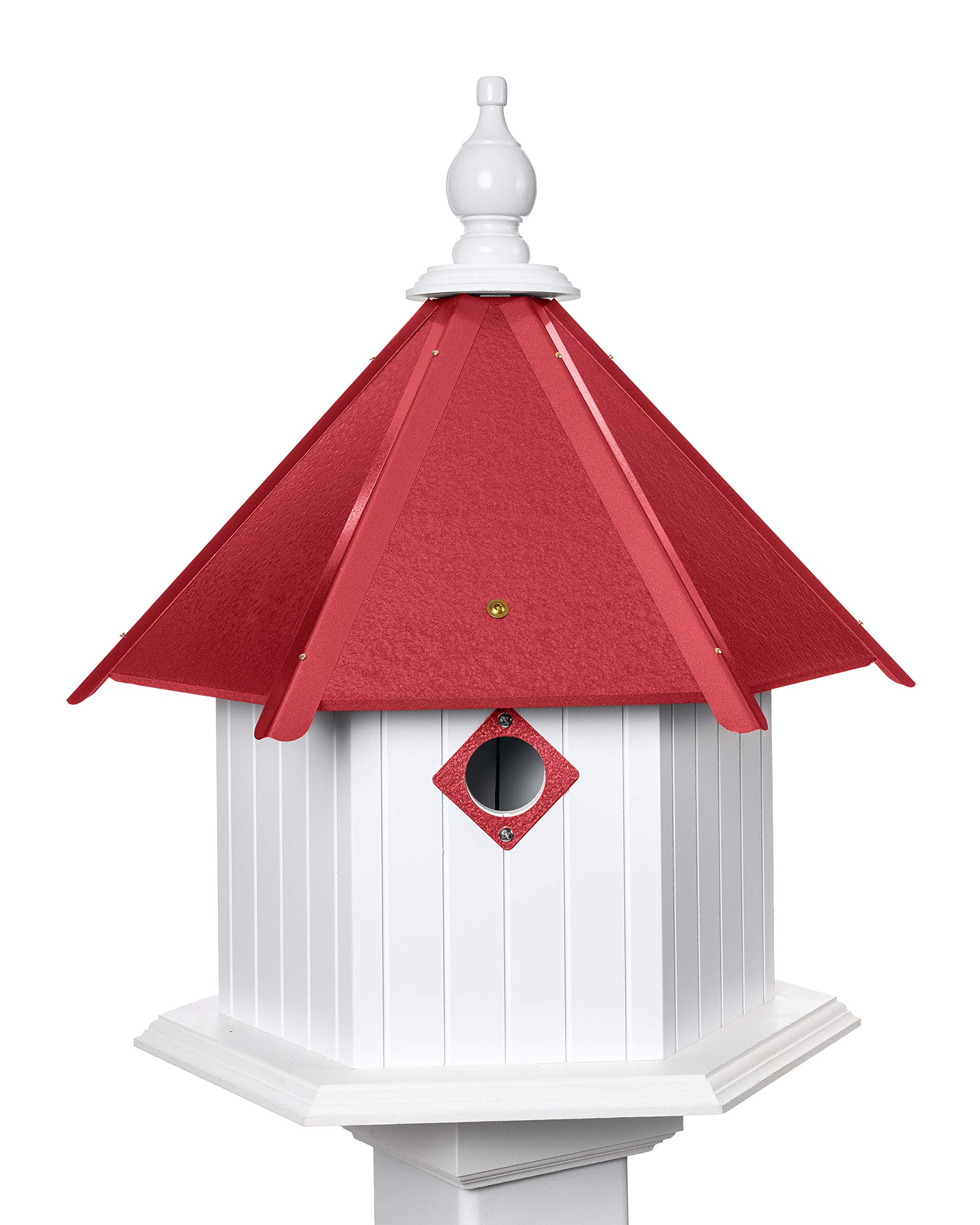 Handcrafted Gardenia Bird House in Merlot Red - Weatherproof Outdoor Birdhouse for Garden, Patio, and Backyard Decoration - Attracts Wild Birds for Natural Pest Control