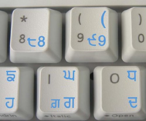Punjabi Keyboard Stickers - Blue Lettering on Transparent Background | Compatible with Mac & Windows | Perfect for Typing in Punjabi Language at Home or Office