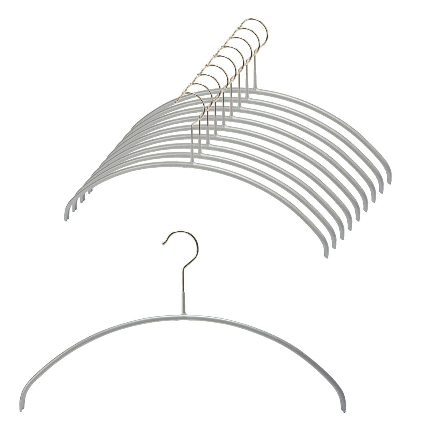 MAWA 110564 Non-Slip Clothes Hangers - 10 Pack Silver Space Saving Hangers for Shirts, Pants & Coats - Perfect for Closet Organization & Travel Use
