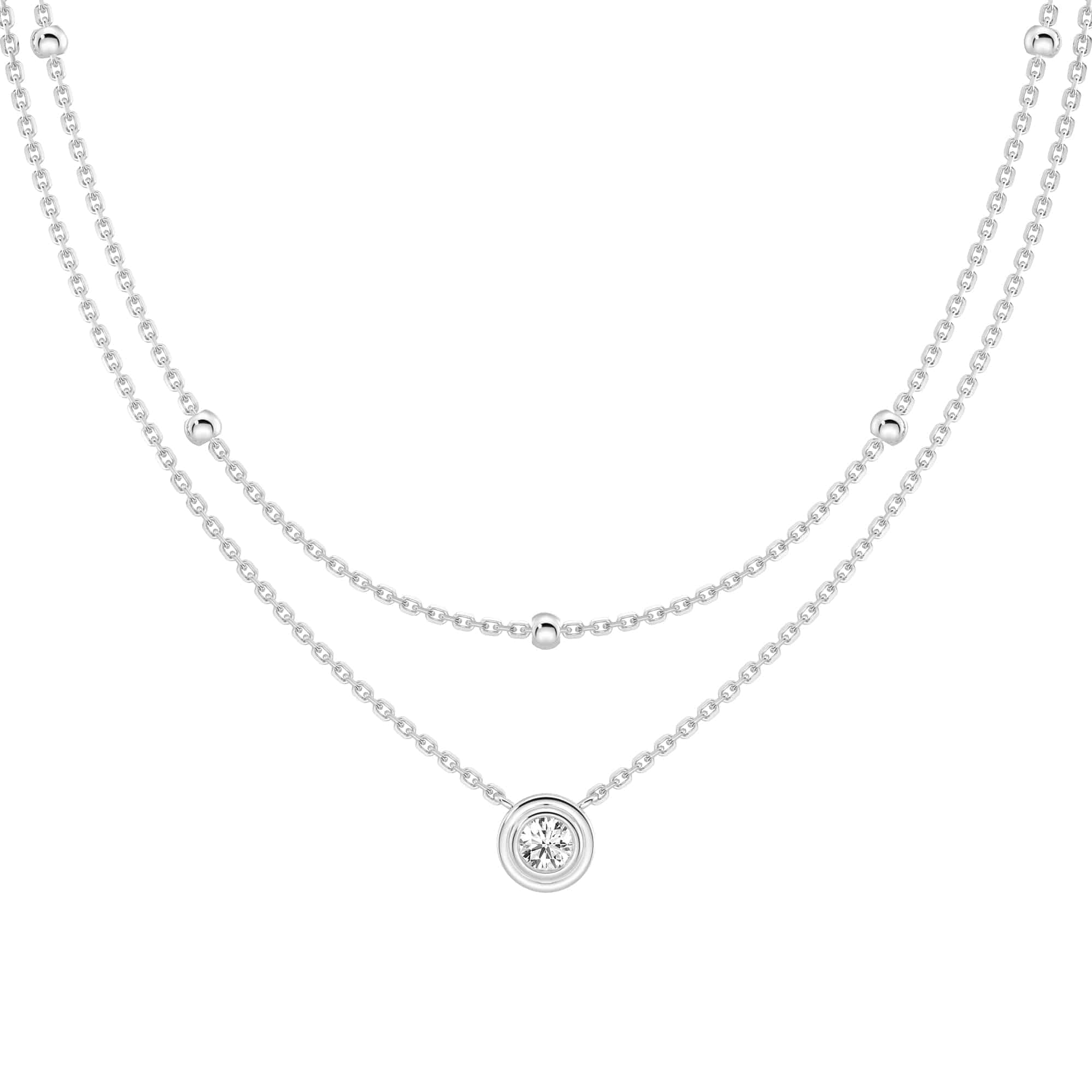 Exquisite Layered Round Lab Grown Diamond Necklace for Women - Elegant 14K Gold Pendant Jewelry Gift for Anniversary, Wedding & Special Occasions