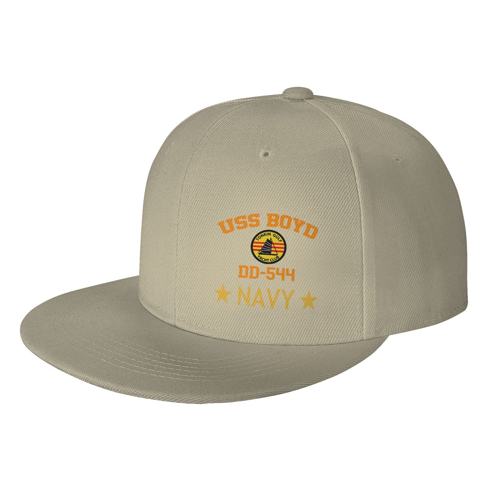 USS Boyd DD-544 Snapback Hat for Men - Adjustable Black Flat Bill Baseball Cap - Perfect for Military Enthusiasts, Veterans & Patriotic Events
