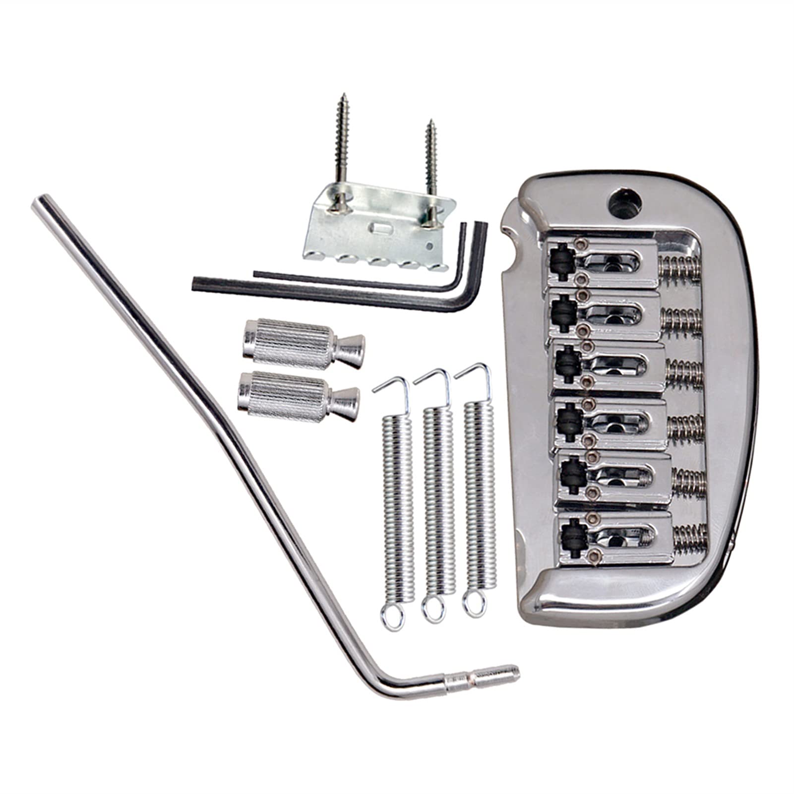6-String Electric Guitar Roller Saddle Tremolo Bridge System - Silver | High-Quality Replacement Bridge for Smooth Vibrato | Perfect for Rock, Blues & Metal Performances