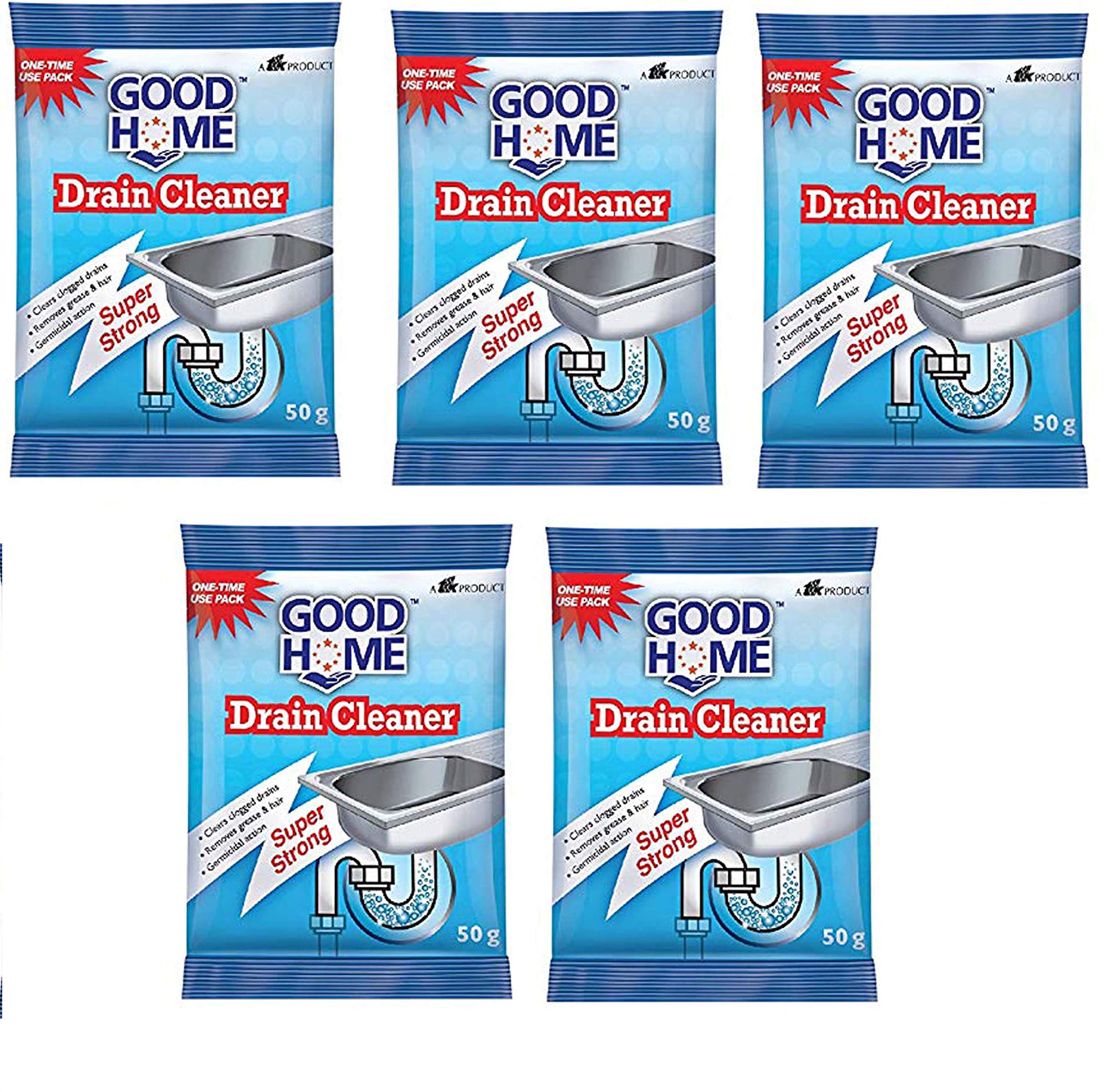 Best 50G Home Drain Cleaner (Pack of 5) - Fast Clog Remover for Kitchen Sink, Shower & Bathroom Pipes - Safe & Effective Drain Opener for Hair, Grease & Soap Scum