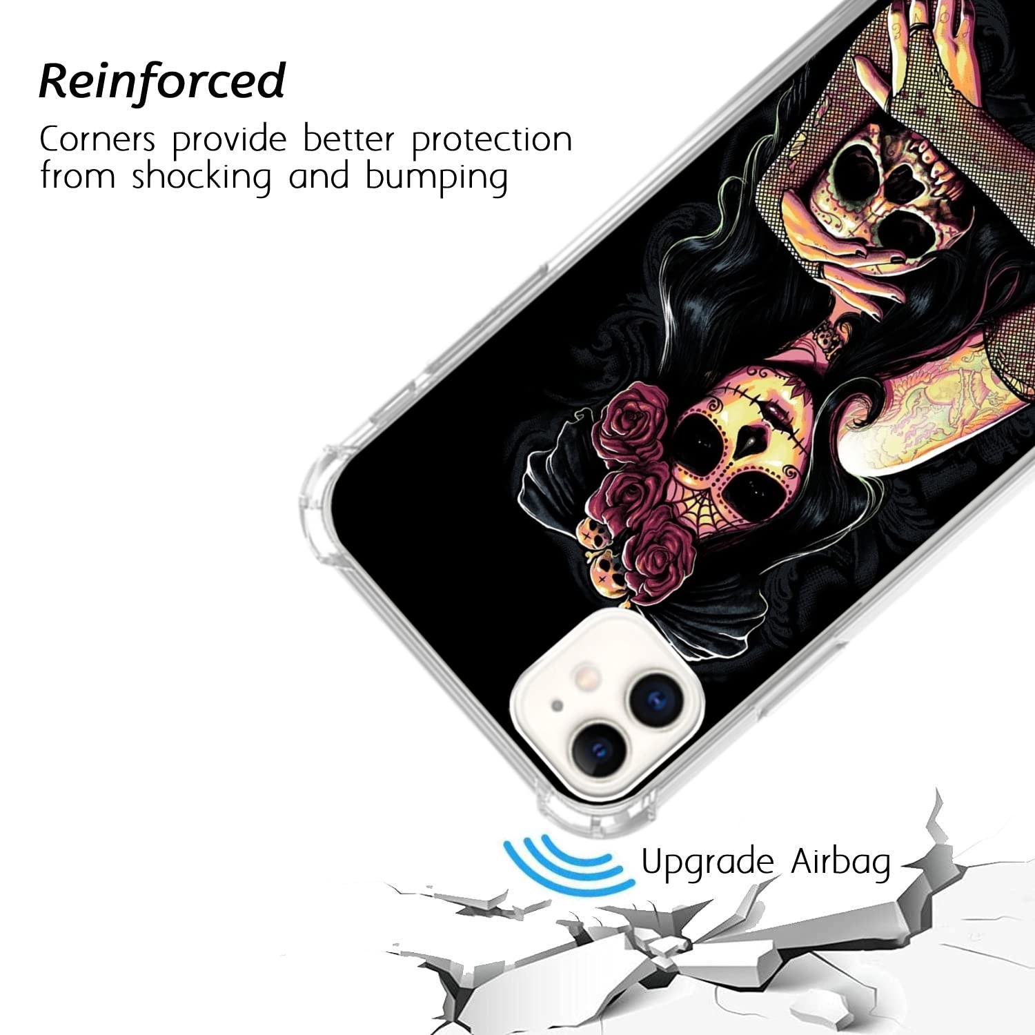 **Sugar Skull Girl Phone Case for iPhone 11 - Trendy Floral Skull Design, Durable TPU Bumper Cover for Women & Men - Perfect for Halloween, Parties & Everyday Use**