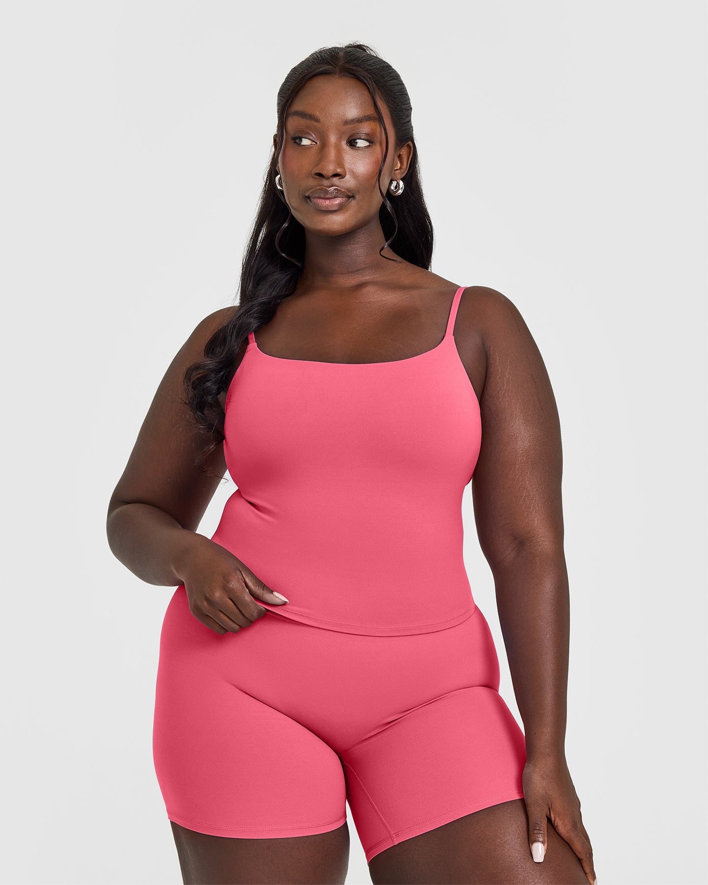 SoftMotion™ Strappy Mid Vest with Built-in Bra Shelf - Dark Velvet Pink | Women's Activewear for Yoga, Gym & Lounge Wear